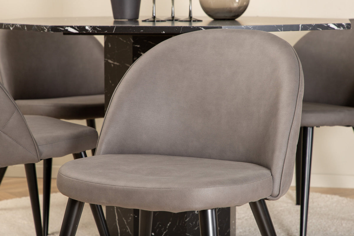 Marbs Esszimmerset + Velvet ⌀110cm/4St. in Schwarzgrau präsentiert im Onlineshop von KAQTU Design AG. Esszimmerset ist von Venture Home