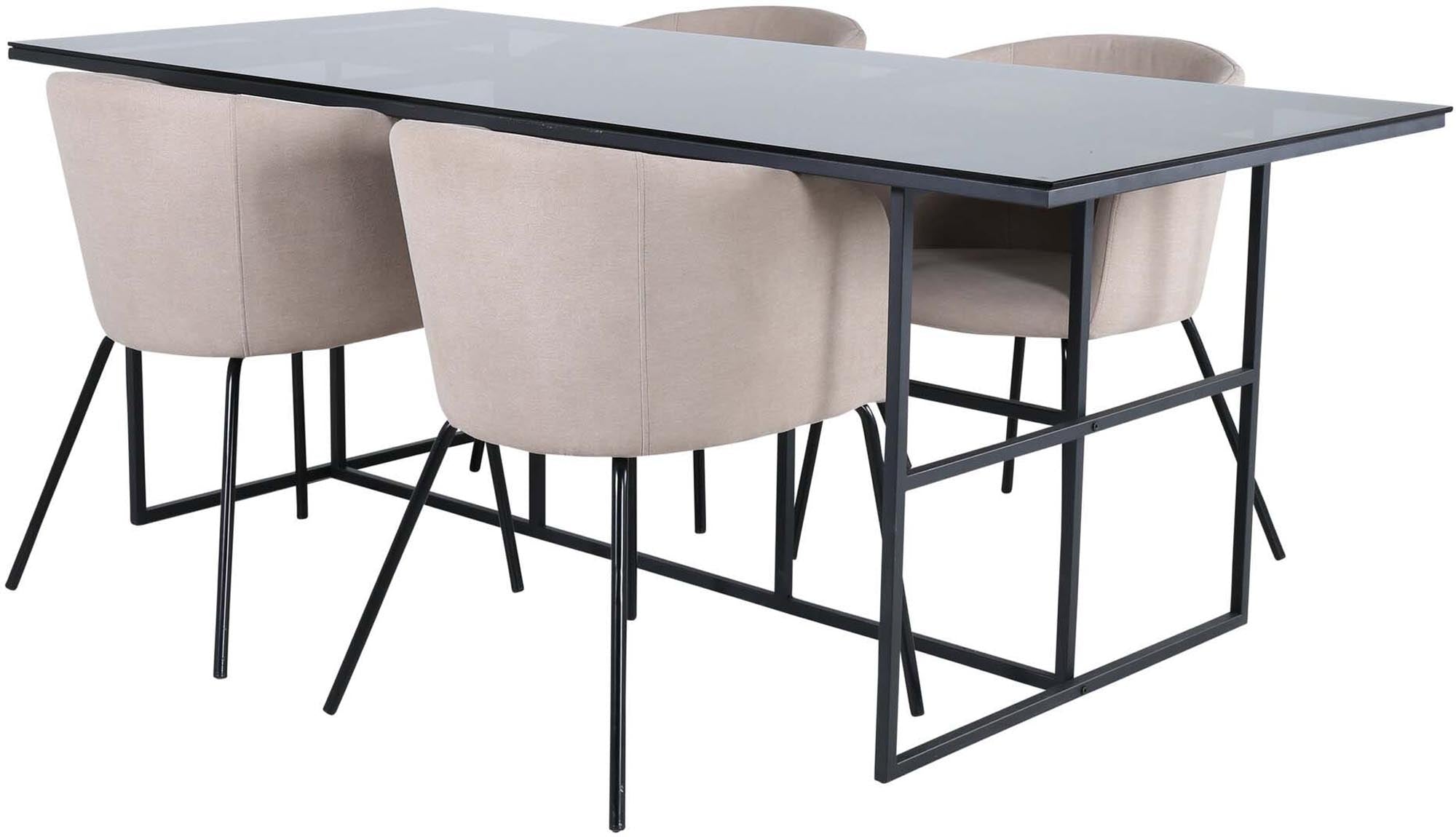 Leif Esszimmerset + Berit 200cm/4St. in Beige, Schwarz präsentiert im Onlineshop von KAQTU Design AG. Esszimmerset ist von Venture Home