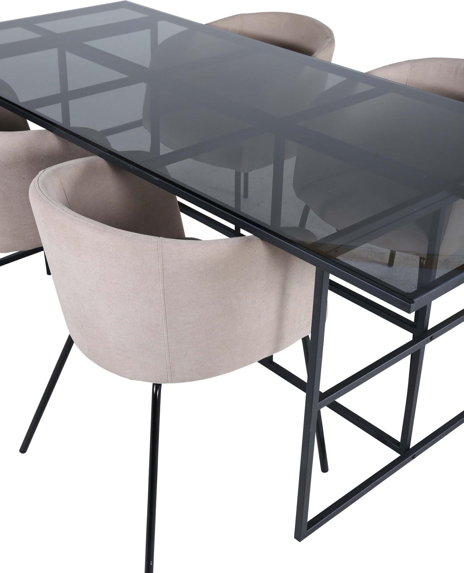 Leif Esszimmerset + Berit 200cm/4St. in Beige, Schwarz präsentiert im Onlineshop von KAQTU Design AG. Esszimmerset ist von Venture Home