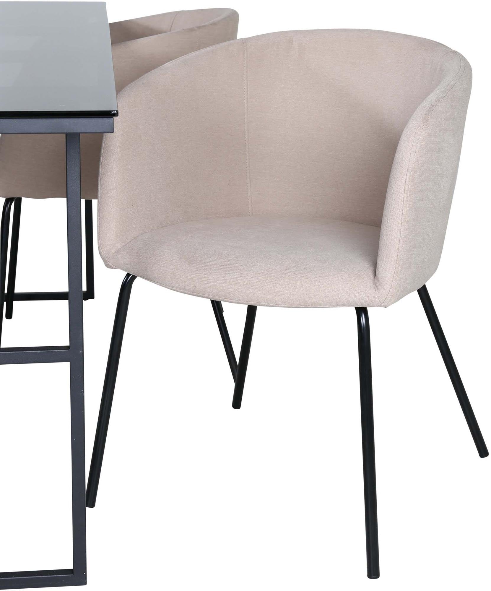 Leif Esszimmerset + Berit 200cm/4St. in Beige, Schwarz präsentiert im Onlineshop von KAQTU Design AG. Esszimmerset ist von Venture Home
