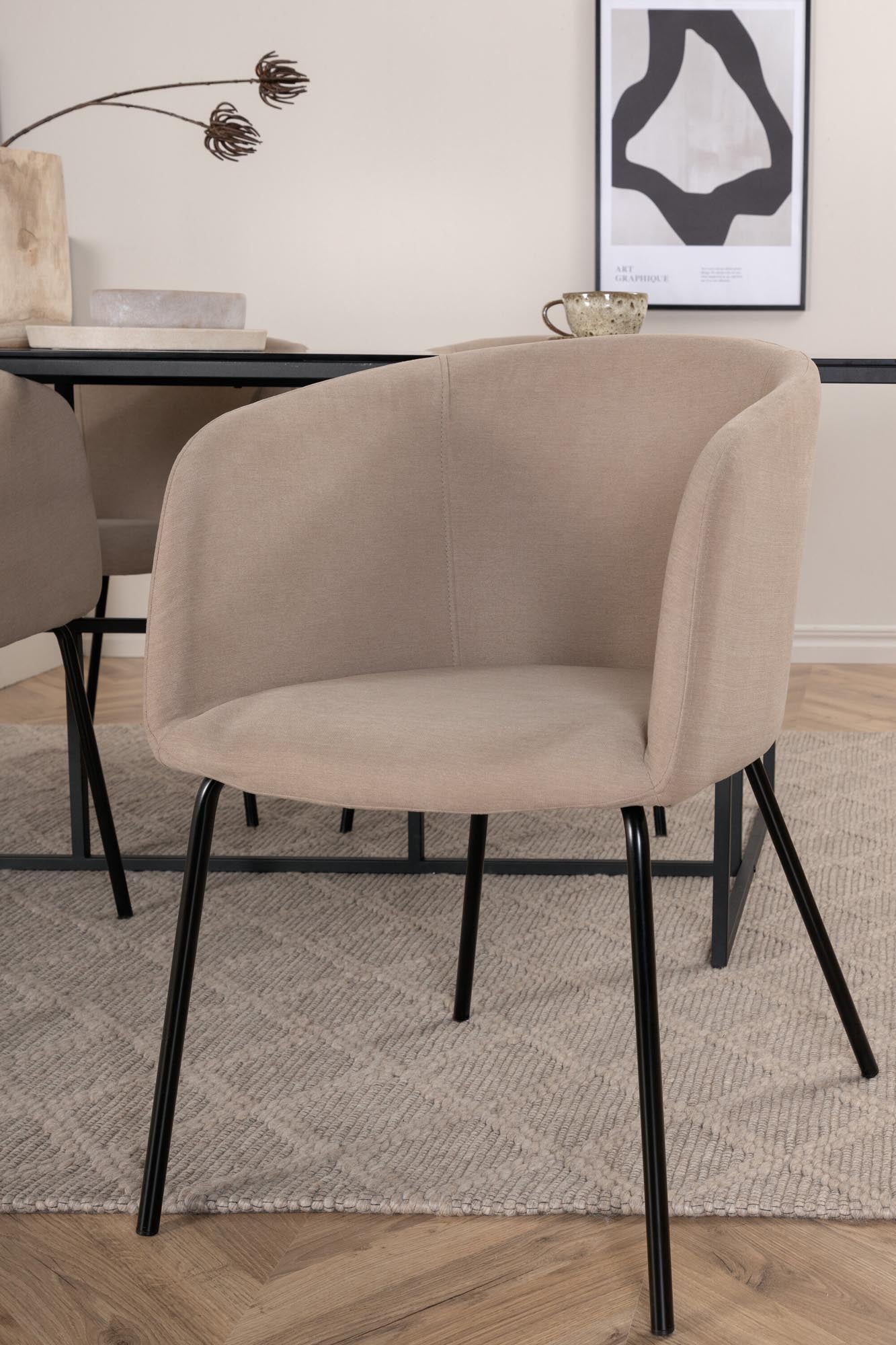 Leif Esszimmerset + Berit 200cm/4St. in Beige, Schwarz präsentiert im Onlineshop von KAQTU Design AG. Esszimmerset ist von Venture Home