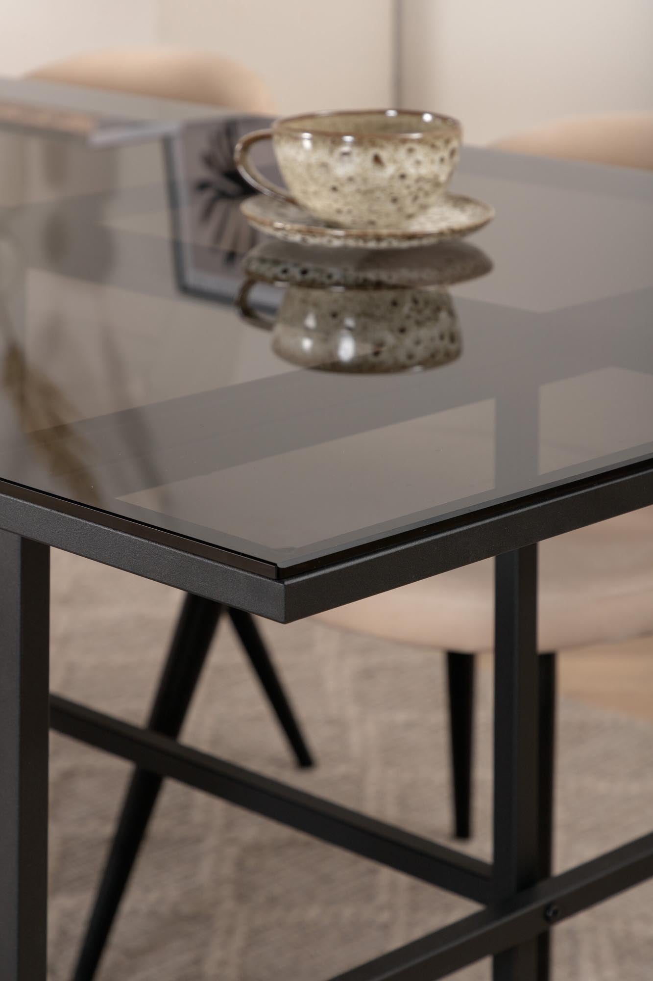 Leif Esszimmerset + Velvet 200cm/4St. in Beige, Schwarz präsentiert im Onlineshop von KAQTU Design AG. Esszimmerset ist von Venture Home