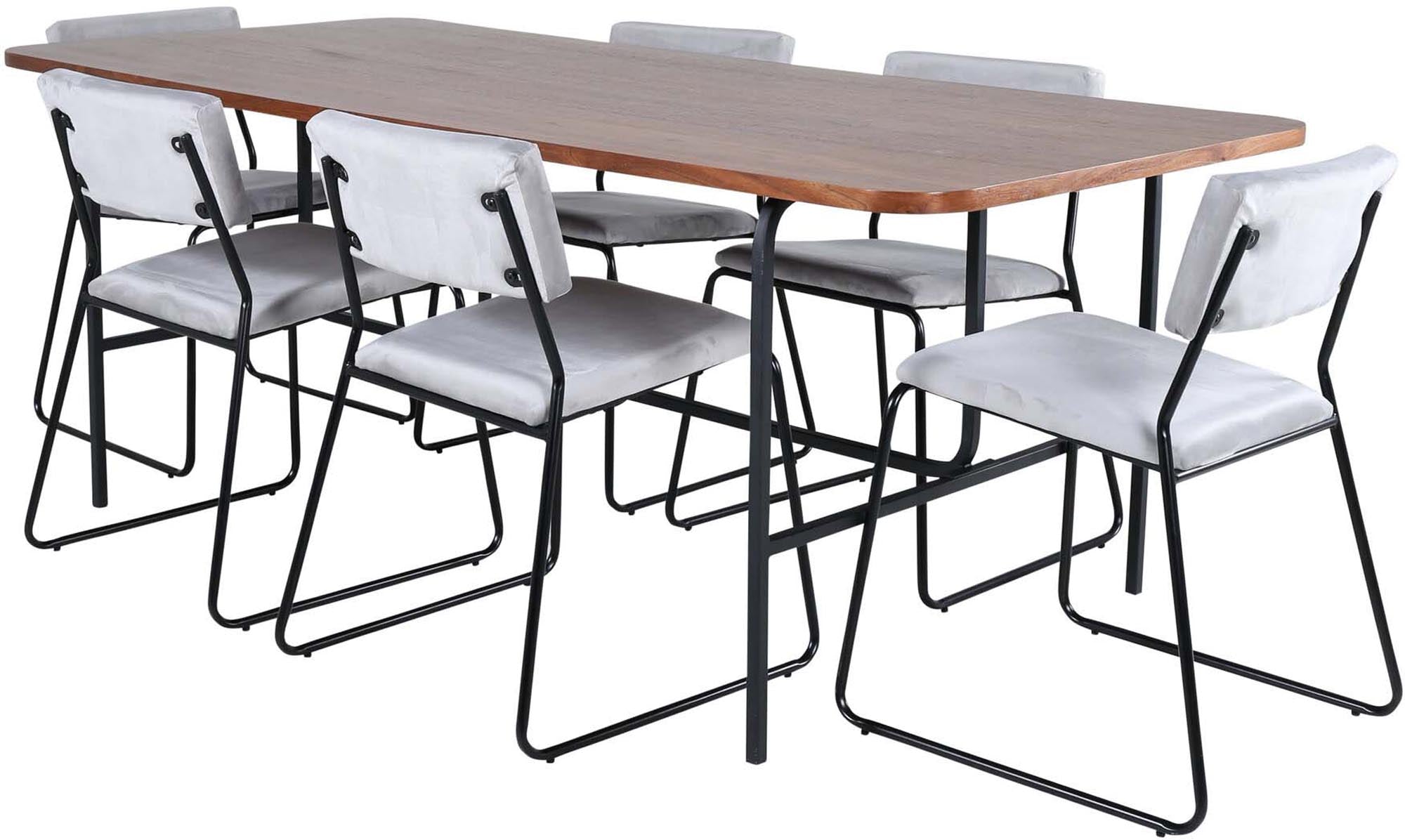 Uno Esszimmerset + Kenth 200cm/6St. in Braun / Grau präsentiert im Onlineshop von KAQTU Design AG. Esszimmerset ist von Venture Home