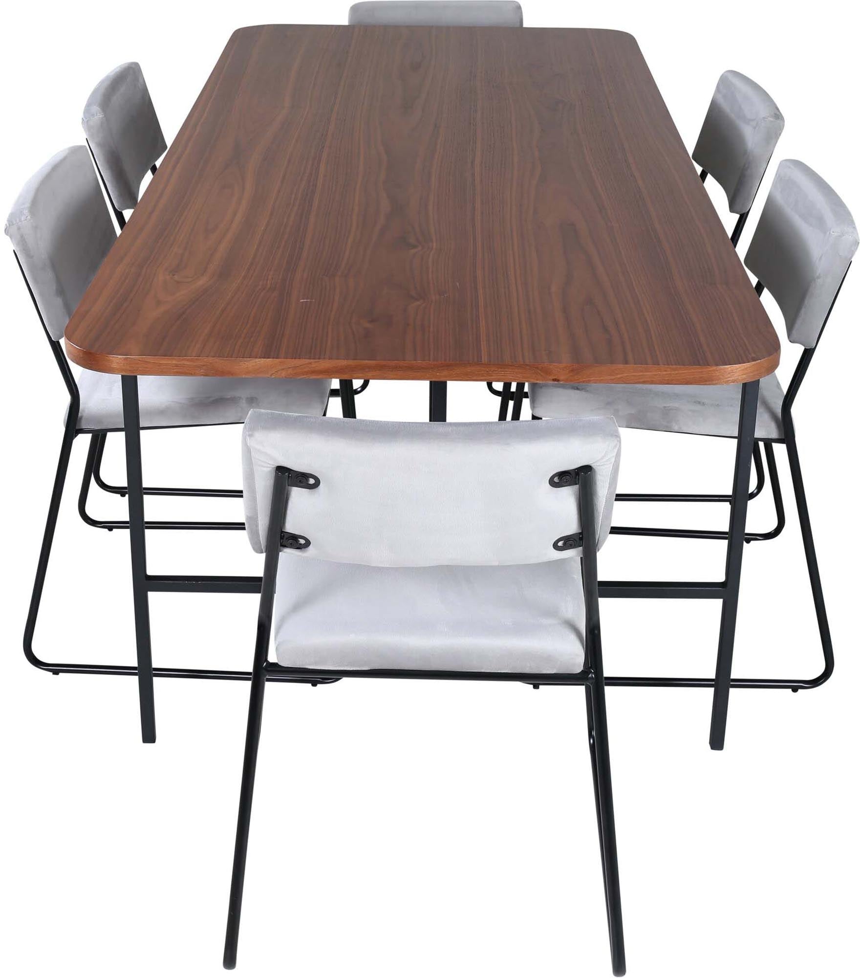 Uno Esszimmerset + Kenth 200cm/6St. in Braun / Grau präsentiert im Onlineshop von KAQTU Design AG. Esszimmerset ist von Venture Home