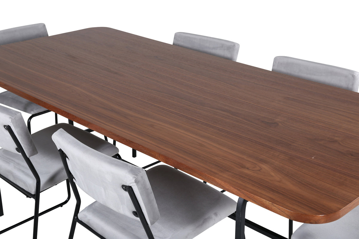 Uno Esszimmerset + Kenth 200cm/6St. in Braun / Grau präsentiert im Onlineshop von KAQTU Design AG. Esszimmerset ist von Venture Home