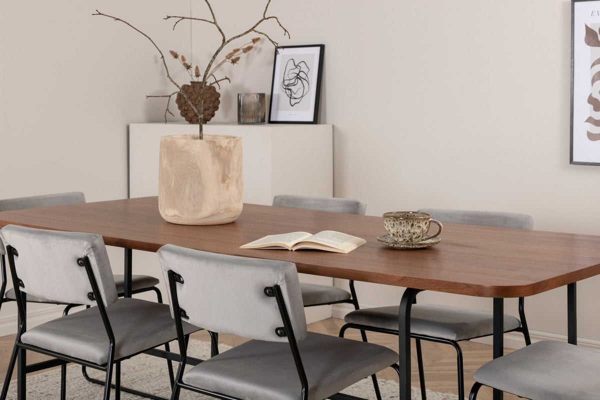 Uno Esszimmerset + Kenth 200cm/6St. in Braun / Grau präsentiert im Onlineshop von KAQTU Design AG. Esszimmerset ist von Venture Home