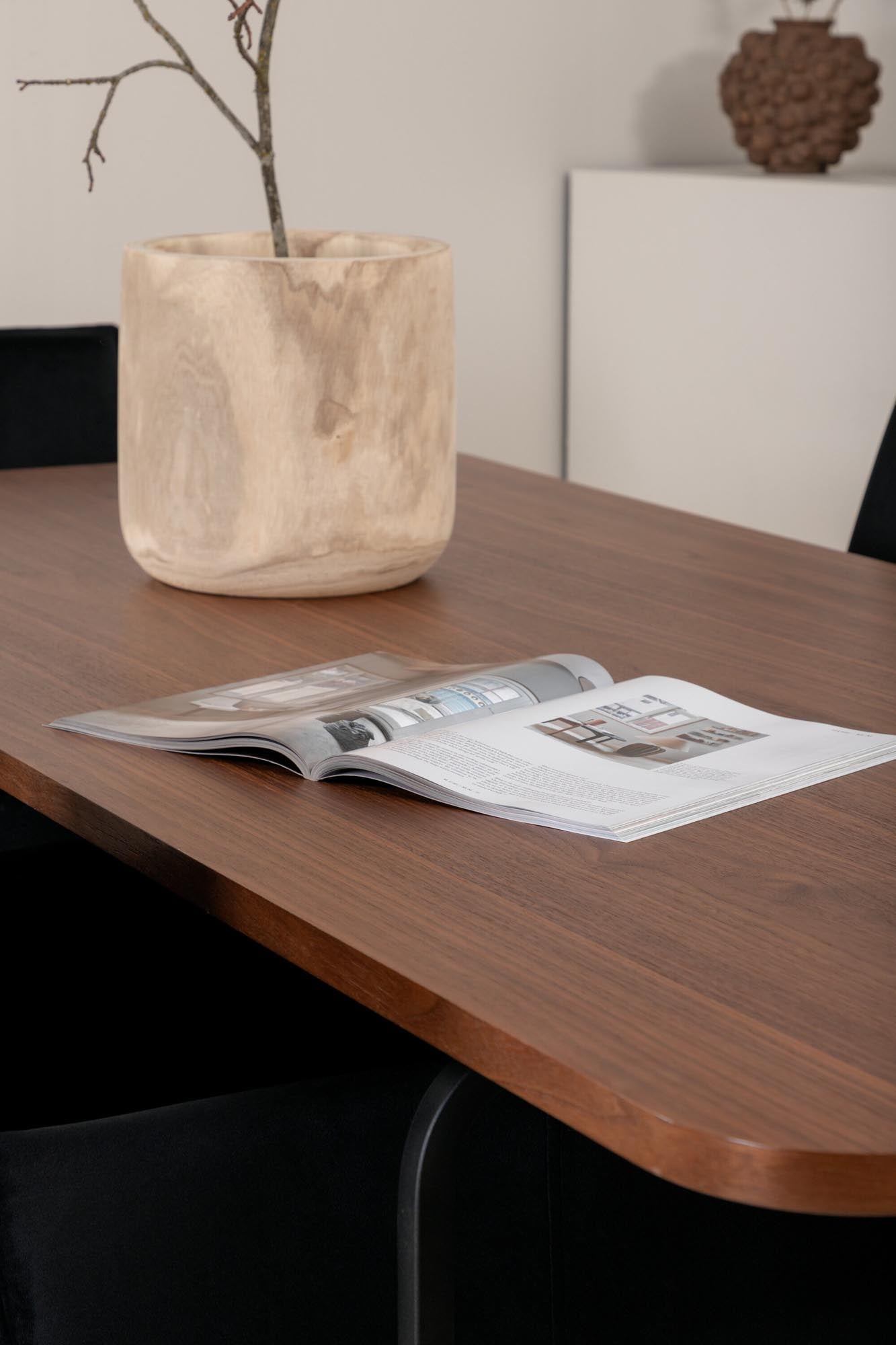 Uno Esszimmerset + Petra 200cm/6St. in Schwarz, Kupfer präsentiert im Onlineshop von KAQTU Design AG. Esszimmerset ist von Venture Home
