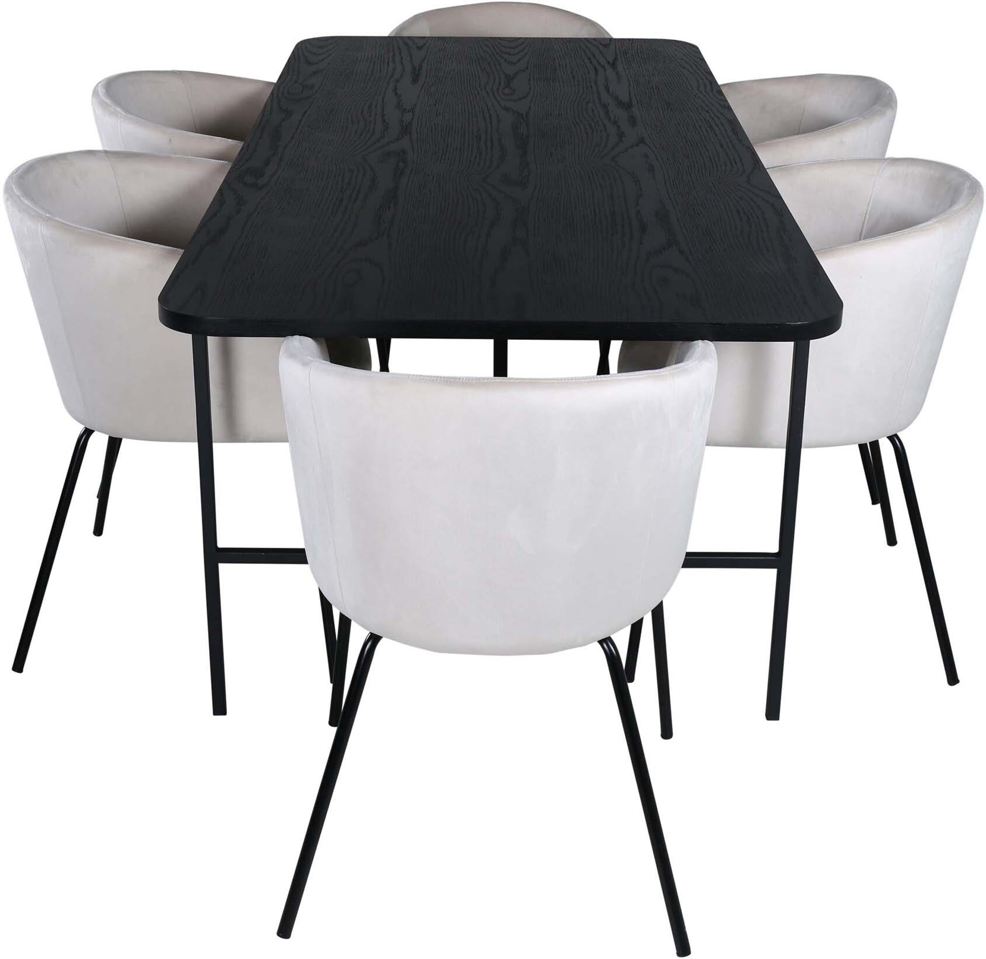 Uno Esszimmerset + Berit 200cm/6St. in Braun / Beige / Schwarz präsentiert im Onlineshop von KAQTU Design AG. Esszimmerset ist von Venture Home