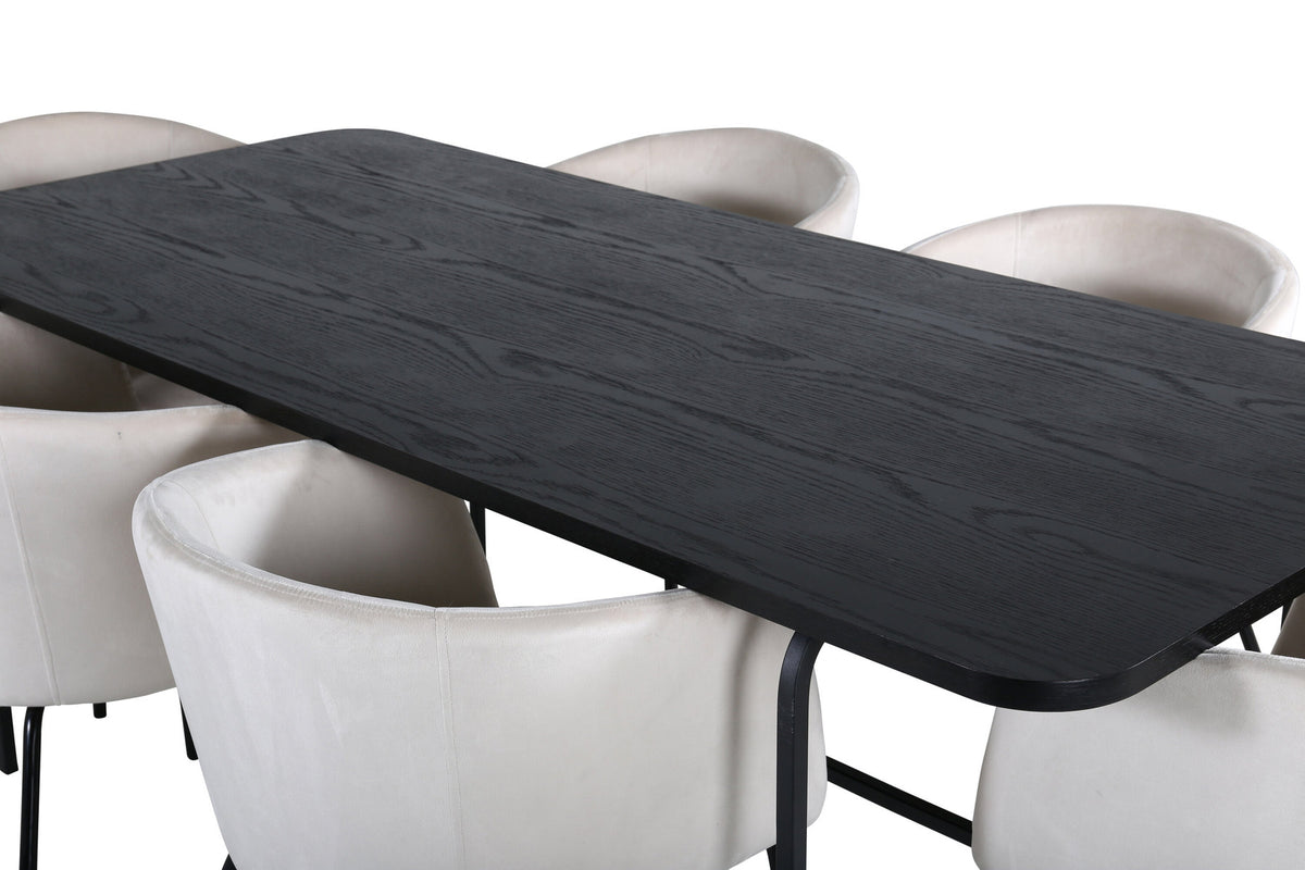 Uno Esszimmerset + Berit 200cm/6St. in Braun / Beige / Schwarz präsentiert im Onlineshop von KAQTU Design AG. Esszimmerset ist von Venture Home