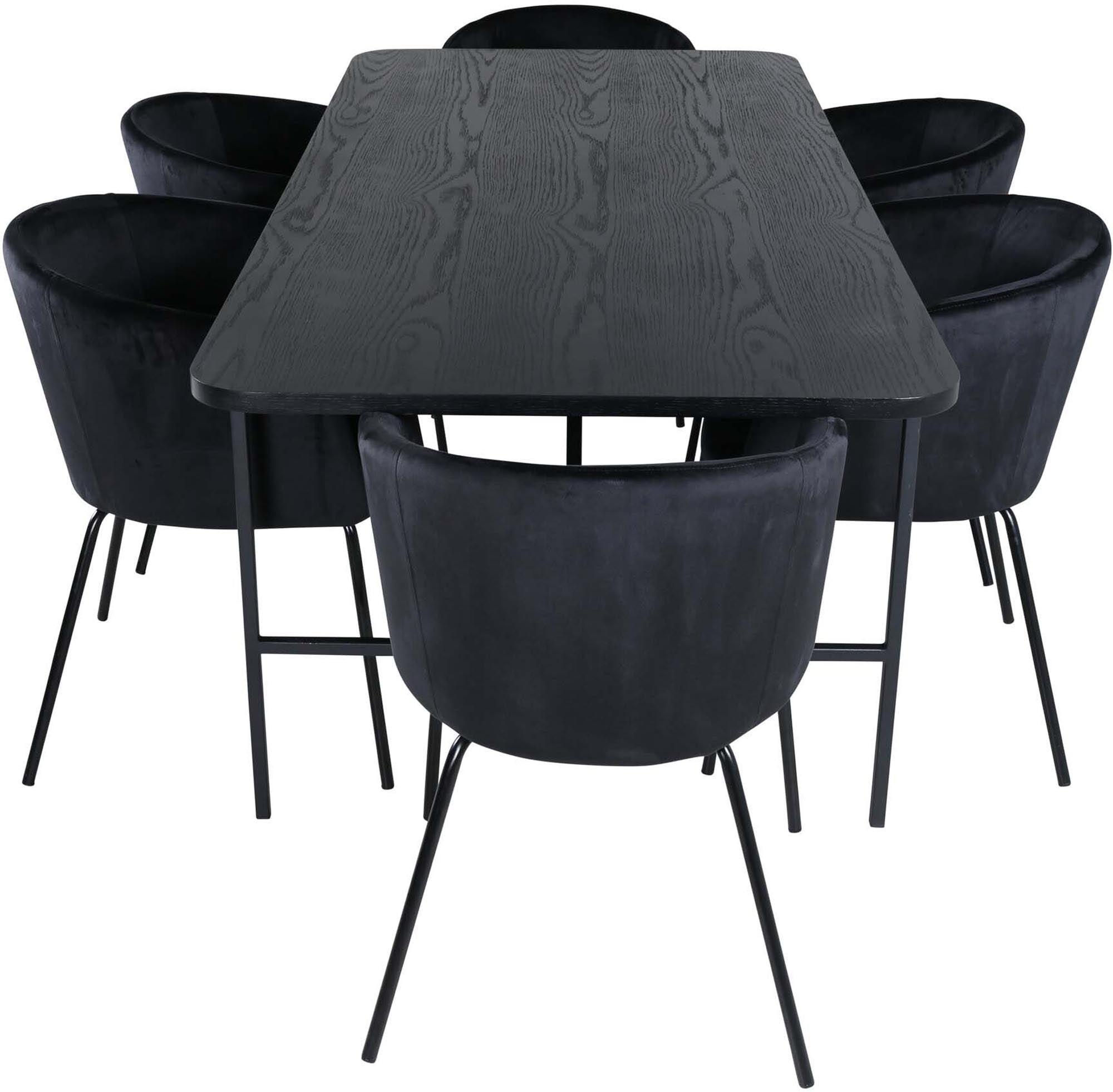 Uno Esszimmerset + Berit 200cm/6St. in Schwarz präsentiert im Onlineshop von KAQTU Design AG. Esszimmerset ist von Venture Home