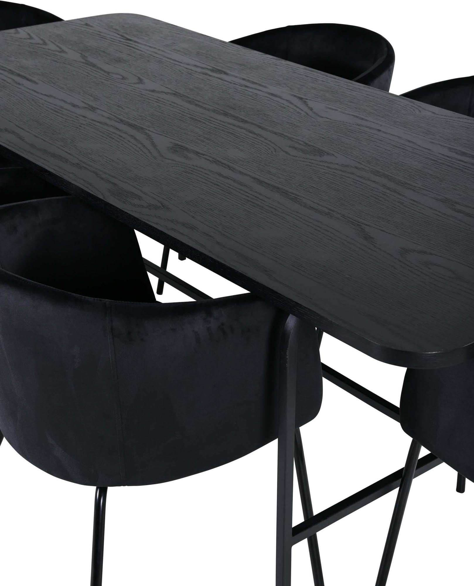 Uno Esszimmerset + Berit 200cm/6St. in Schwarz präsentiert im Onlineshop von KAQTU Design AG. Esszimmerset ist von Venture Home