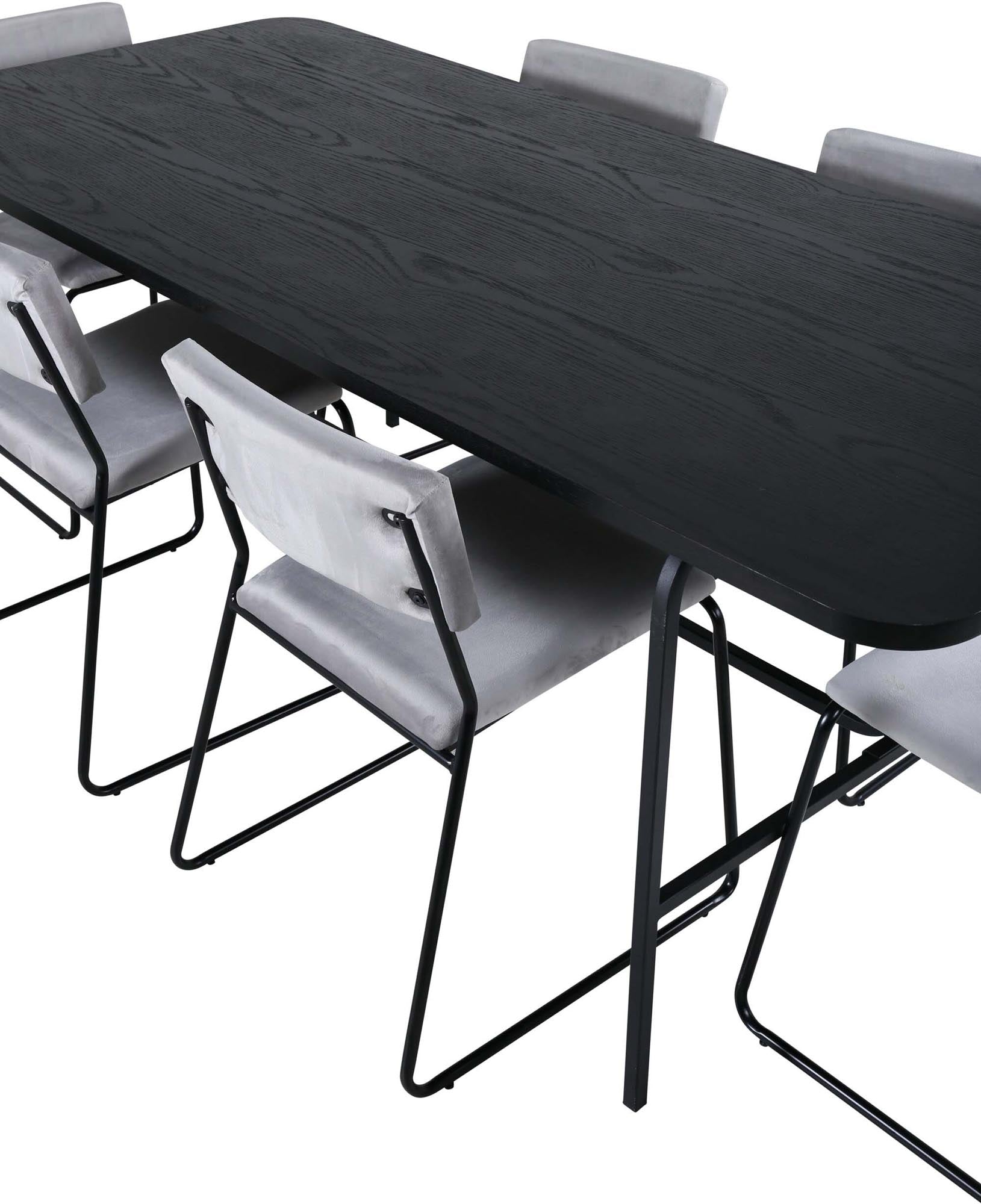Uno Esszimmerset + Kenth 200cm/6St. in Schwarz / Grau präsentiert im Onlineshop von KAQTU Design AG. Esszimmerset ist von Venture Home