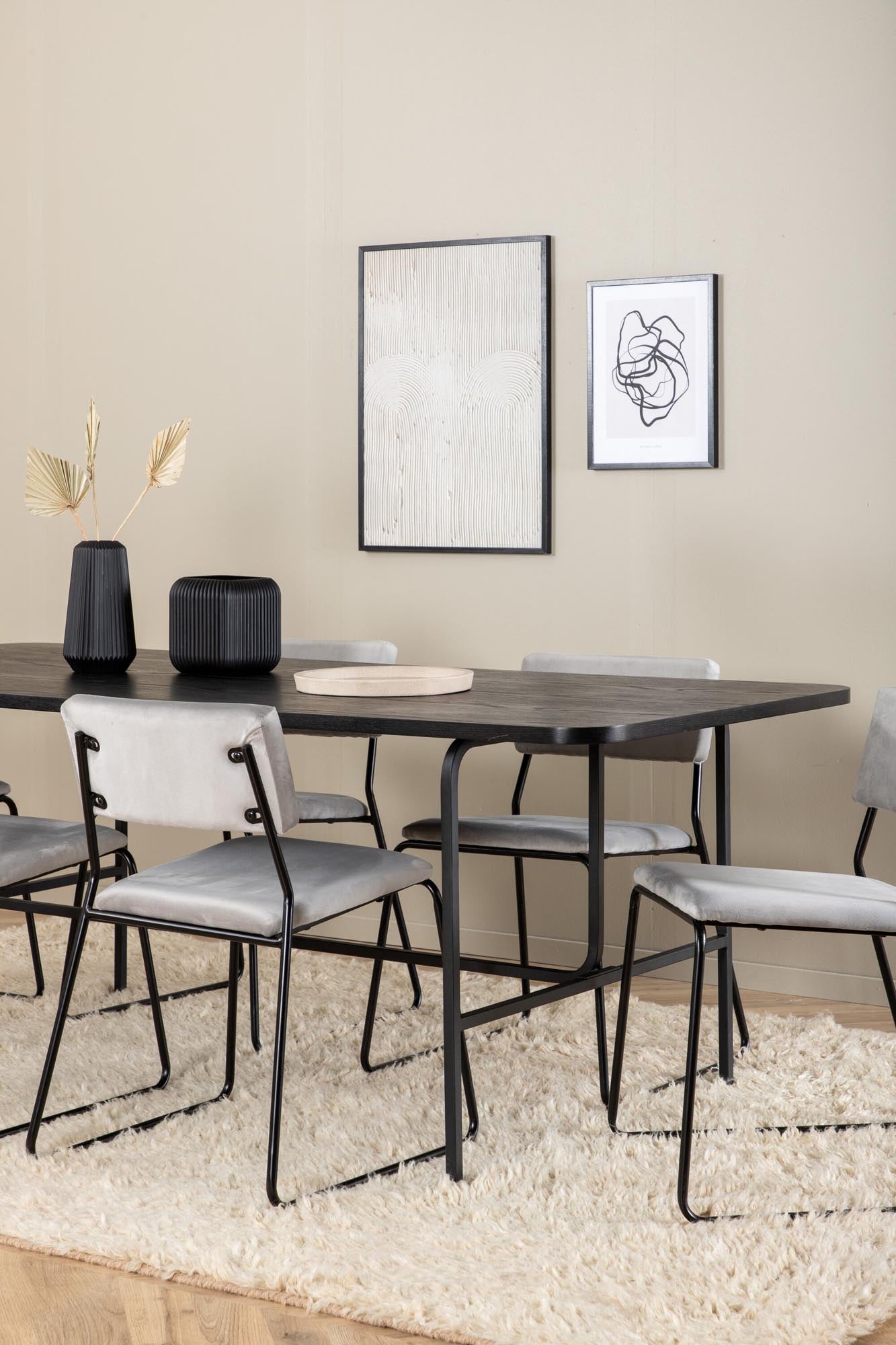 Uno Esszimmerset + Kenth 200cm/6St. in Schwarz / Grau präsentiert im Onlineshop von KAQTU Design AG. Esszimmerset ist von Venture Home