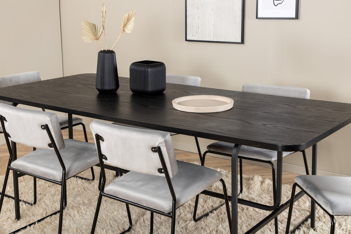 Uno Esszimmerset + Kenth 200cm/6St. in Schwarz / Grau präsentiert im Onlineshop von KAQTU Design AG. Esszimmerset ist von Venture Home