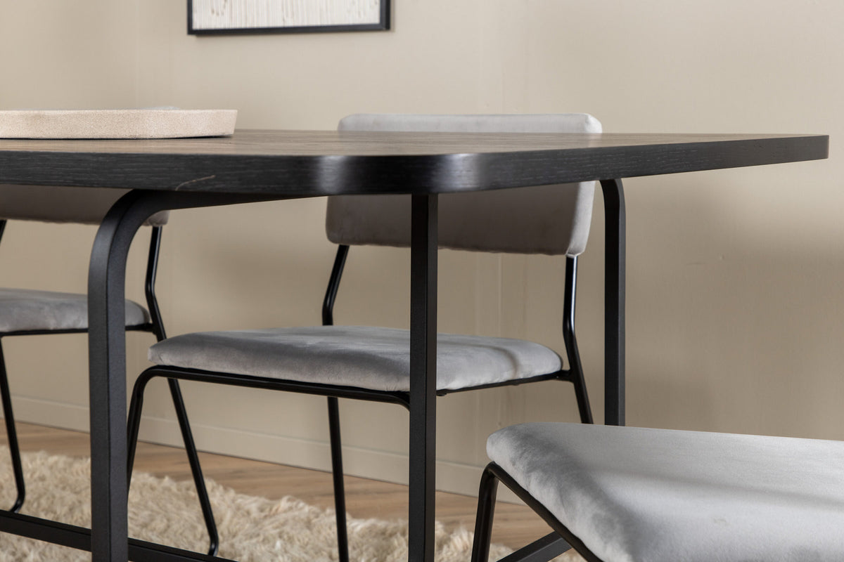 Uno Esszimmerset + Kenth 200cm/6St. in Schwarz / Grau präsentiert im Onlineshop von KAQTU Design AG. Esszimmerset ist von Venture Home