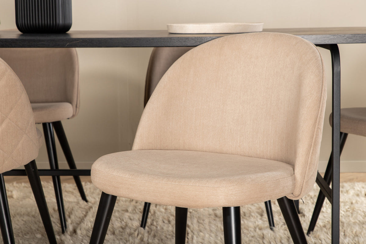 Uno Esszimmerset + Polly 200cm/6St. in Schwarz / Beige präsentiert im Onlineshop von KAQTU Design AG. Esszimmerset ist von Venture Home