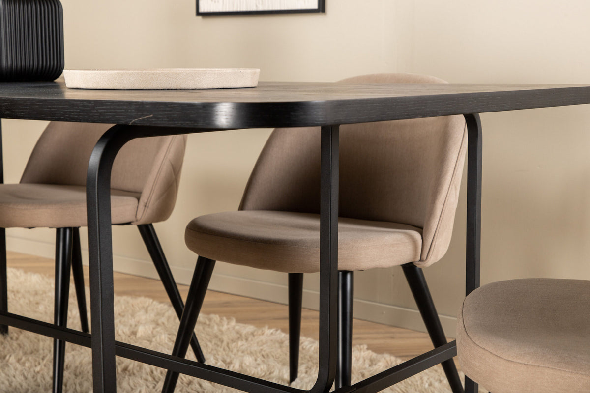 Uno Esszimmerset + Polly 200cm/6St. in Schwarz / Beige präsentiert im Onlineshop von KAQTU Design AG. Esszimmerset ist von Venture Home