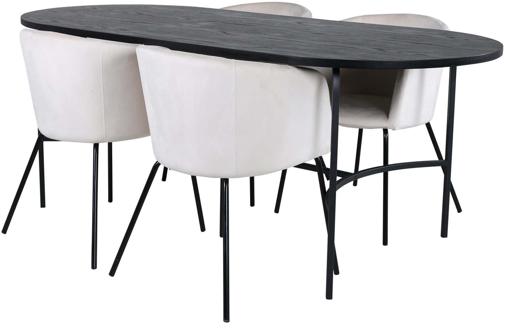 Skate Esszimmerset + Berit 200cm/4St. in Beige, Schwarz präsentiert im Onlineshop von KAQTU Design AG. Esszimmerset ist von Venture Home