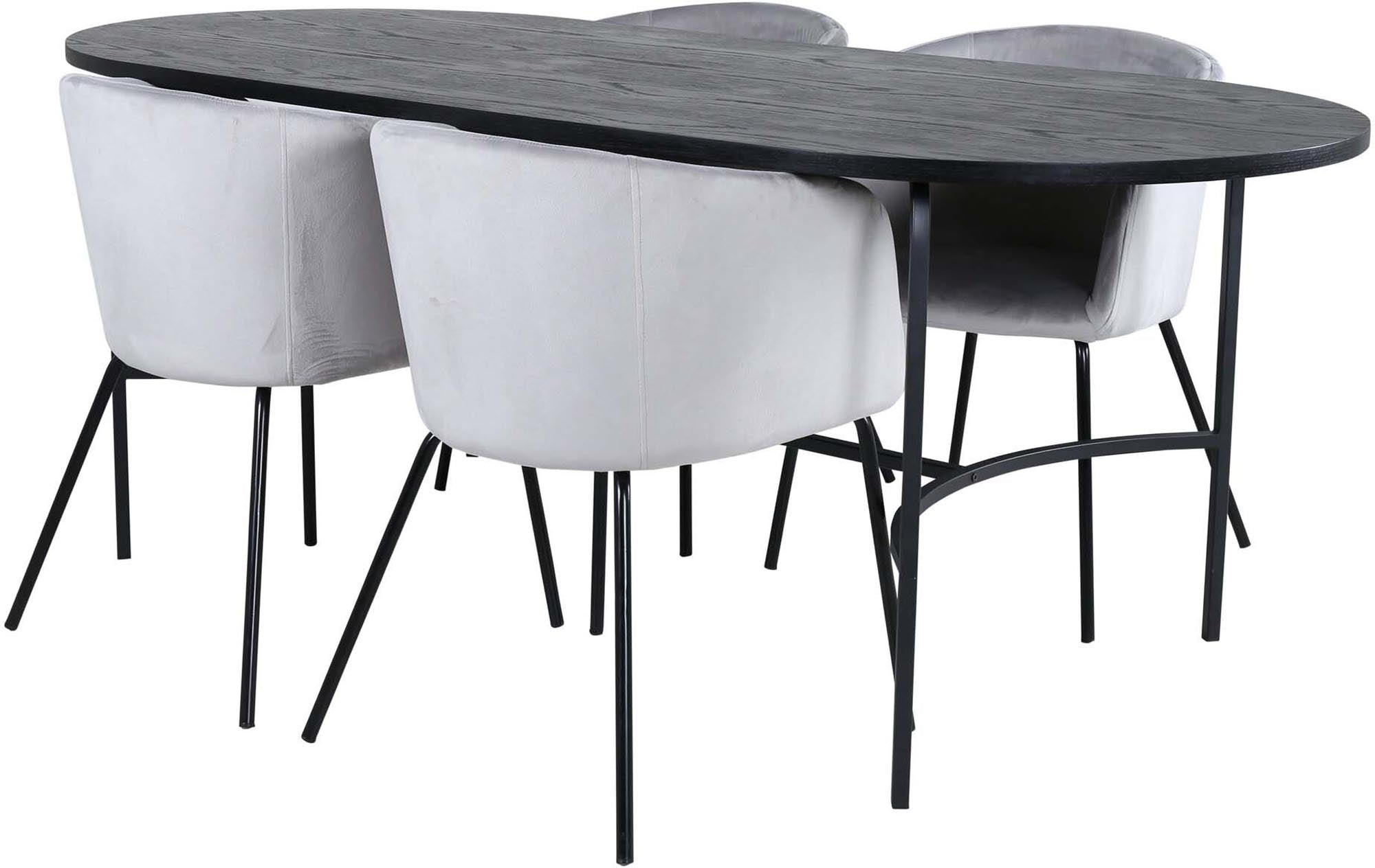 Skate Esszimmerset + Berit 200cm/4St. in Schwarzgrau präsentiert im Onlineshop von KAQTU Design AG. Esszimmerset ist von Venture Home