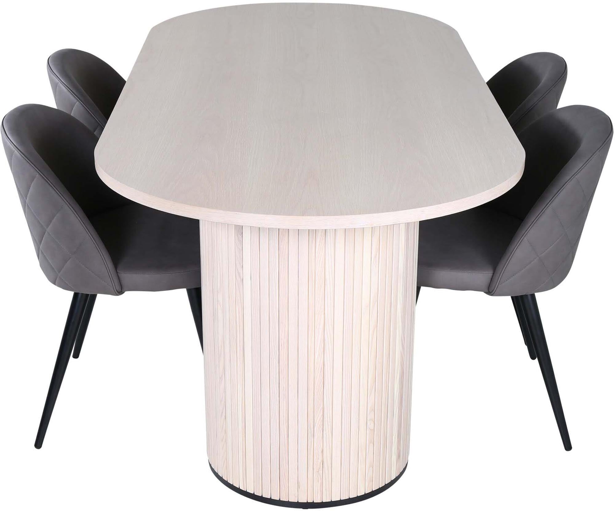 Bianca Esszimmerset + Velvet 200cm/4St. in Weiss / Grau präsentiert im Onlineshop von KAQTU Design AG. Esszimmerset ist von Venture Home