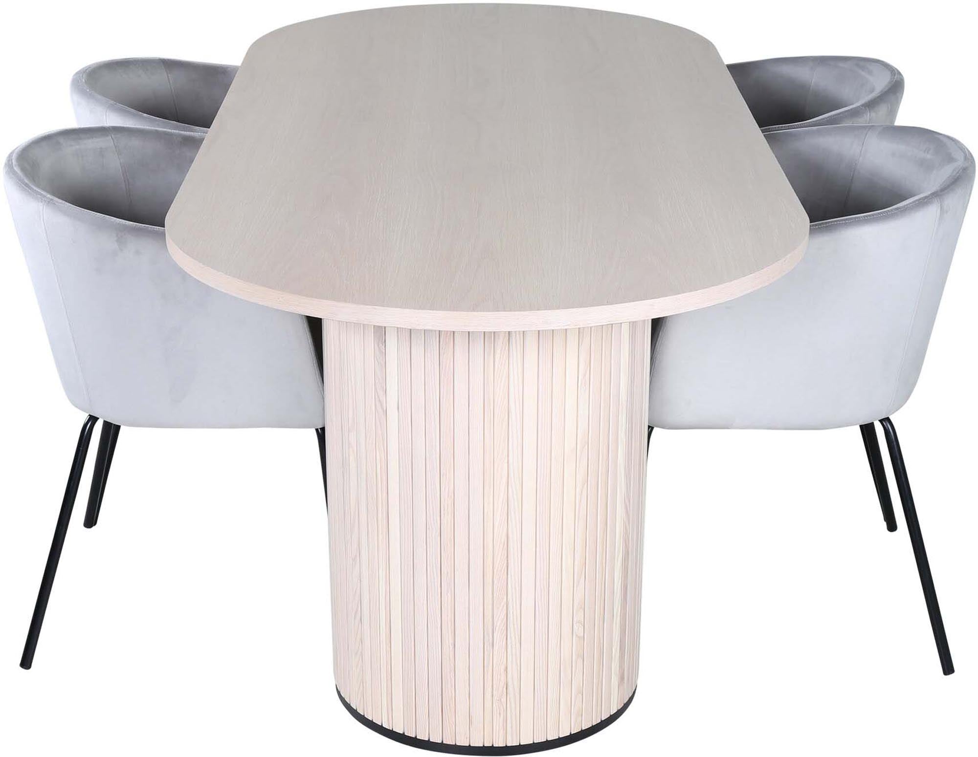 Bianca Esszimmerset + Berit 200cm/4St. in Weiss / Schwarzgrau präsentiert im Onlineshop von KAQTU Design AG. Esszimmerset ist von Venture Home