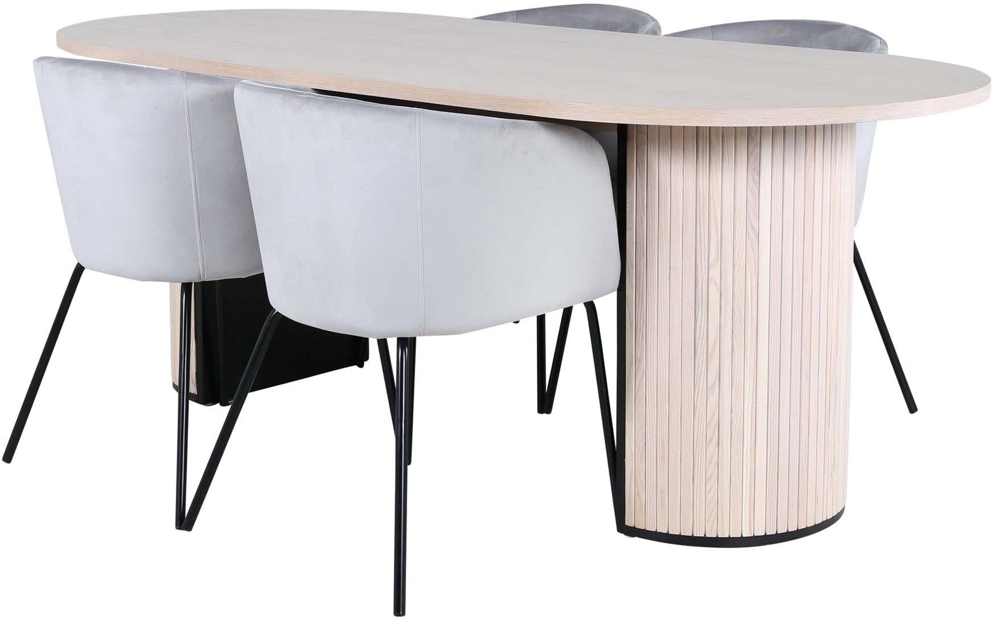 Bianca Esszimmerset + Berit 200cm/4St. in Weiss / Schwarzgrau präsentiert im Onlineshop von KAQTU Design AG. Esszimmerset ist von Venture Home