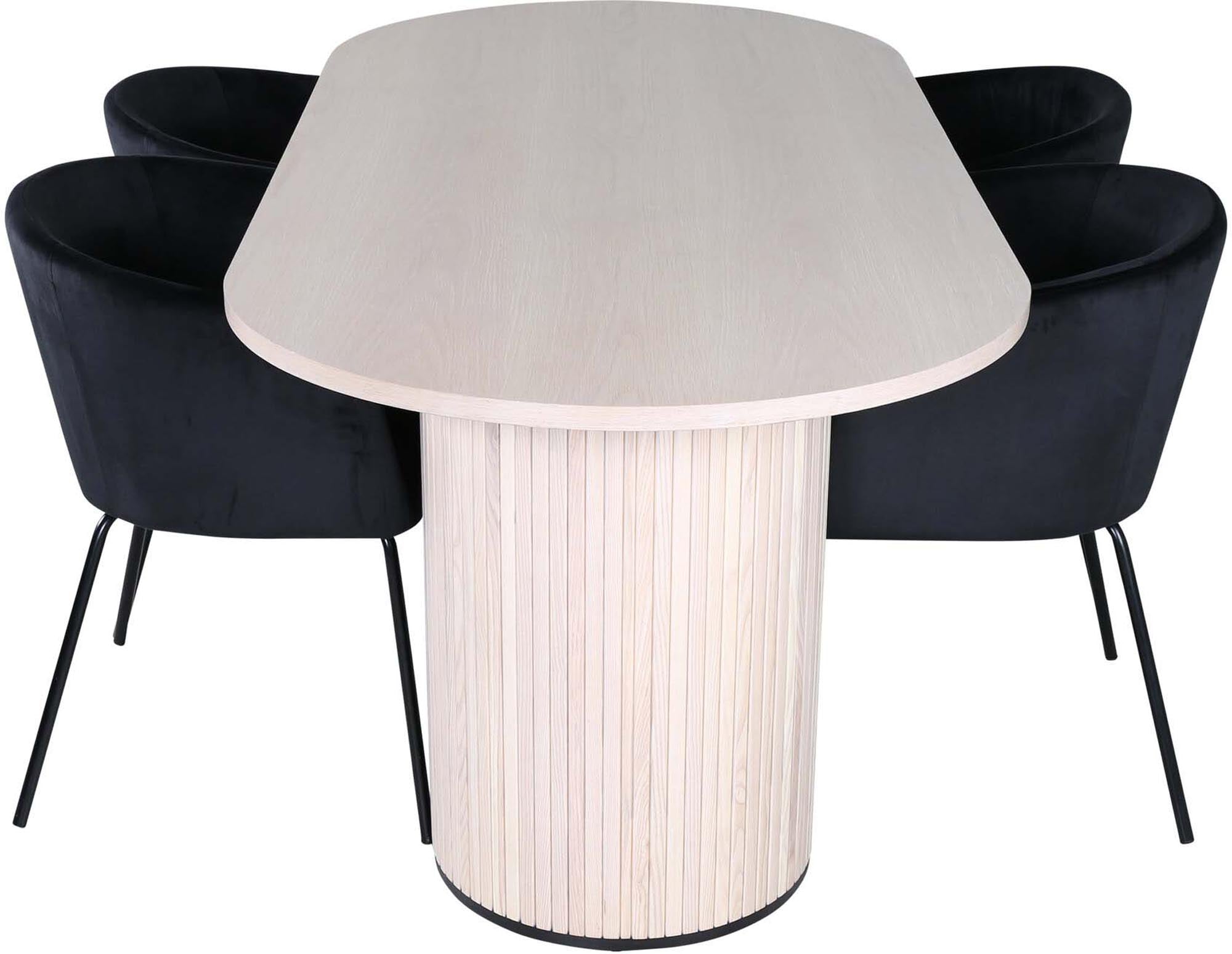 Bianca Esszimmerset + Berit 200cm/4St. in Weiss / Schwarz präsentiert im Onlineshop von KAQTU Design AG. Esszimmerset ist von Venture Home