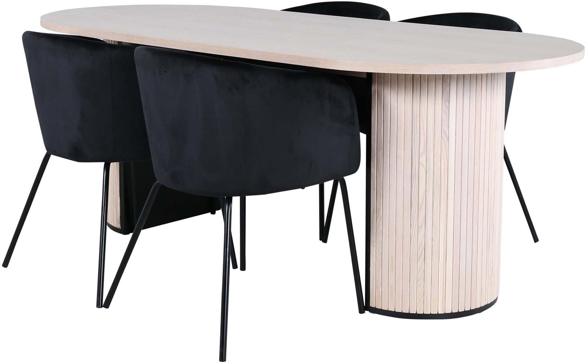 Bianca Esszimmerset + Berit 200cm/4St. in Weiss / Schwarz präsentiert im Onlineshop von KAQTU Design AG. Esszimmerset ist von Venture Home