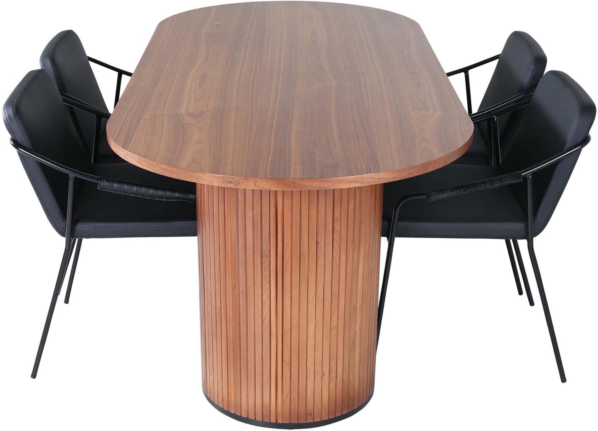 Bianca Esszimmerset + Tvist 200cm/4St. in Walnuss / Schwarz präsentiert im Onlineshop von KAQTU Design AG. Esszimmerset ist von Venture Home