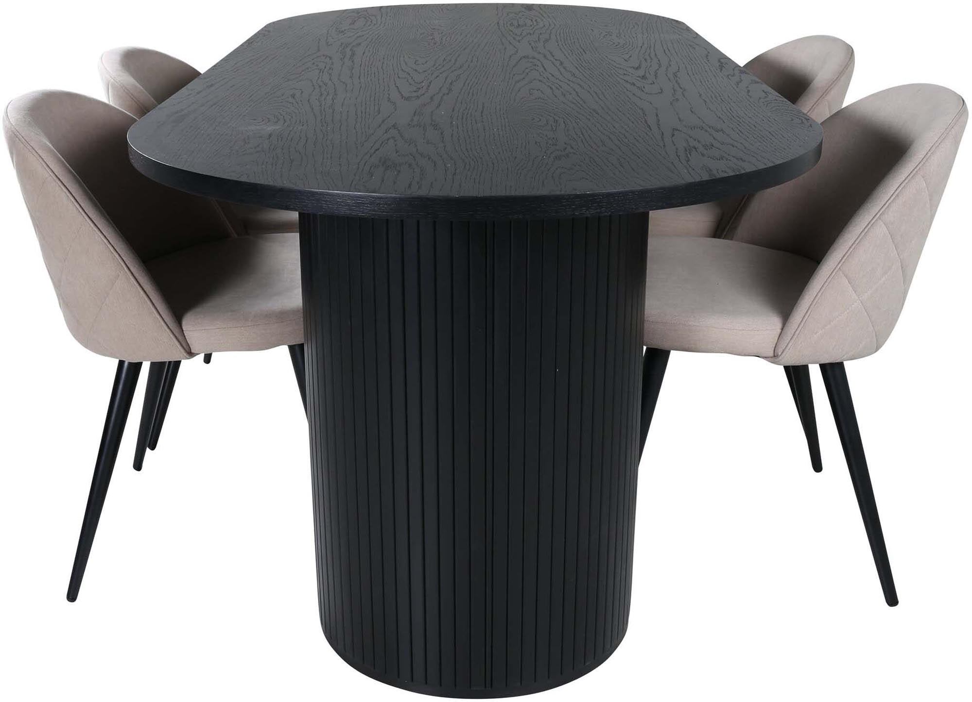 Stilvolles Bianca Esszimmerset: 200cm Tisch & 4 Velvet Stühle.