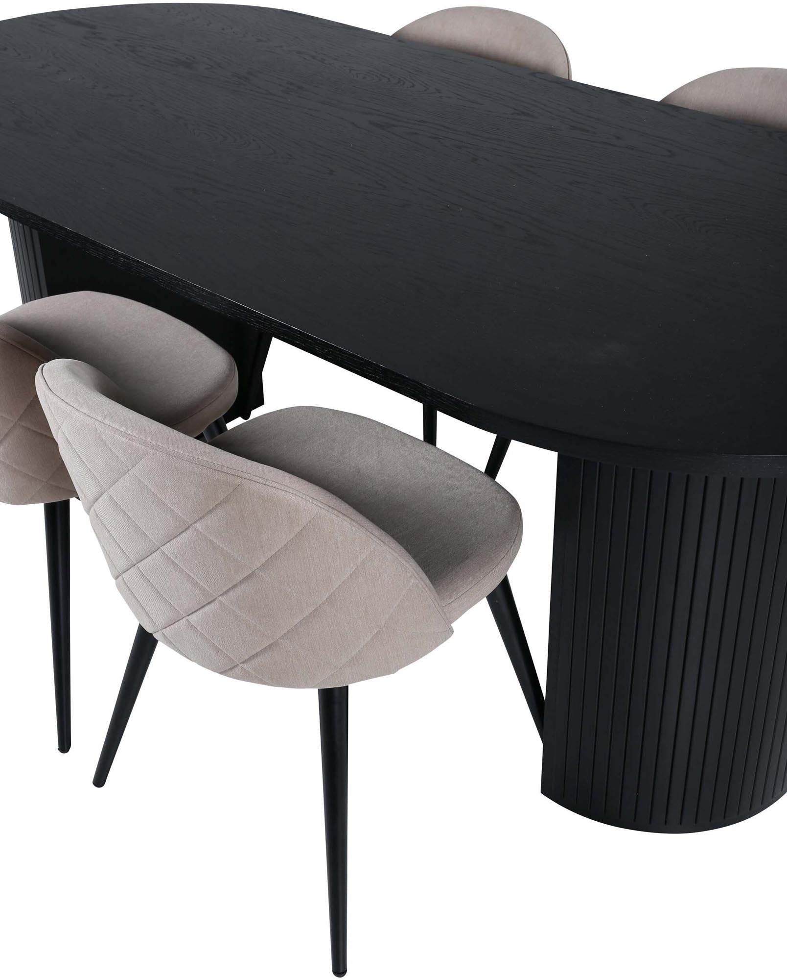 Bianca Esszimmerset + Velvet 200cm/4St. in Schwarz / Beige präsentiert im Onlineshop von KAQTU Design AG. Esszimmerset ist von Venture Home