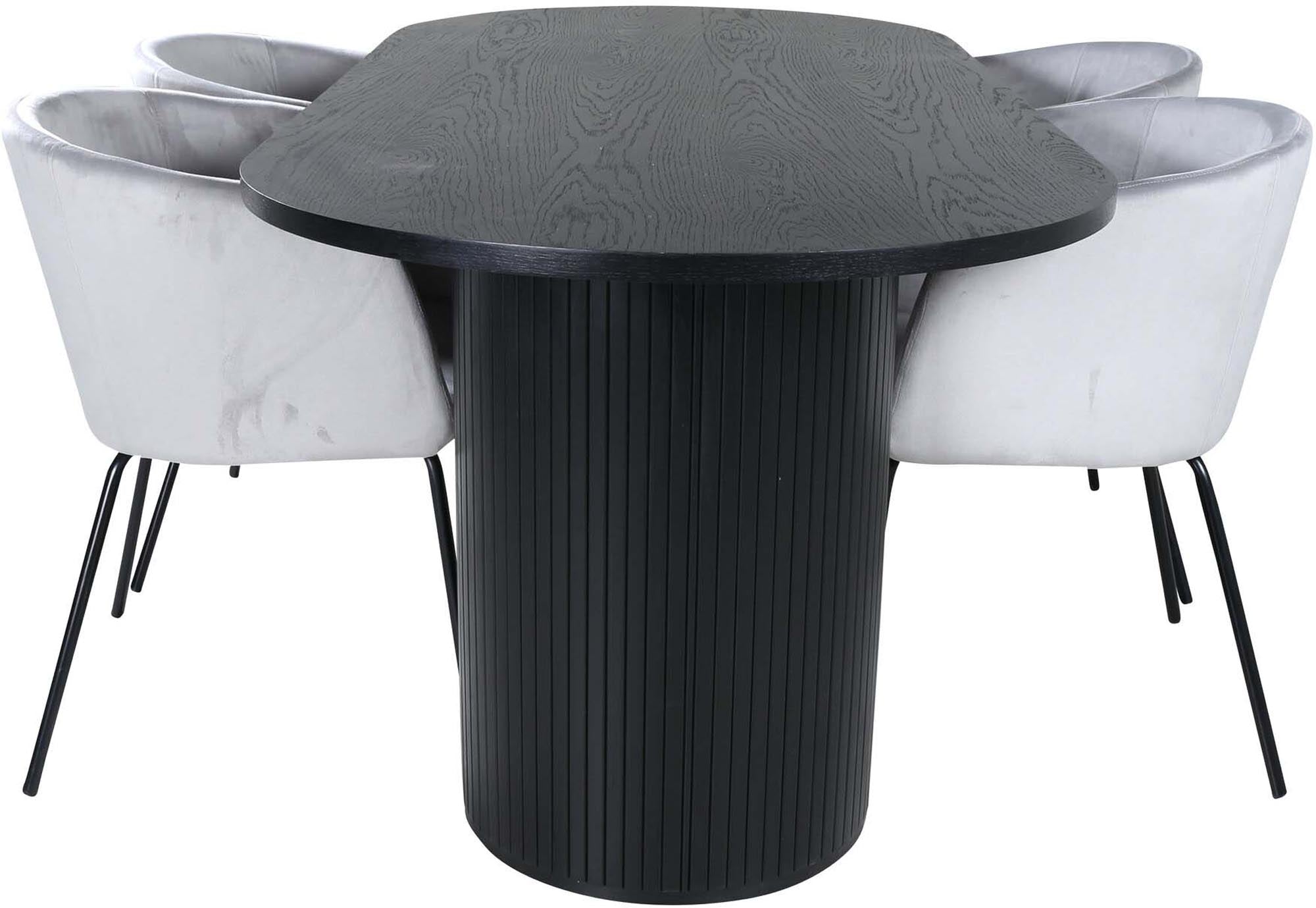 Bianca Esszimmerset + Berit 200cm/4St. in Schwarz präsentiert im Onlineshop von KAQTU Design AG. Esszimmerset ist von Venture Home