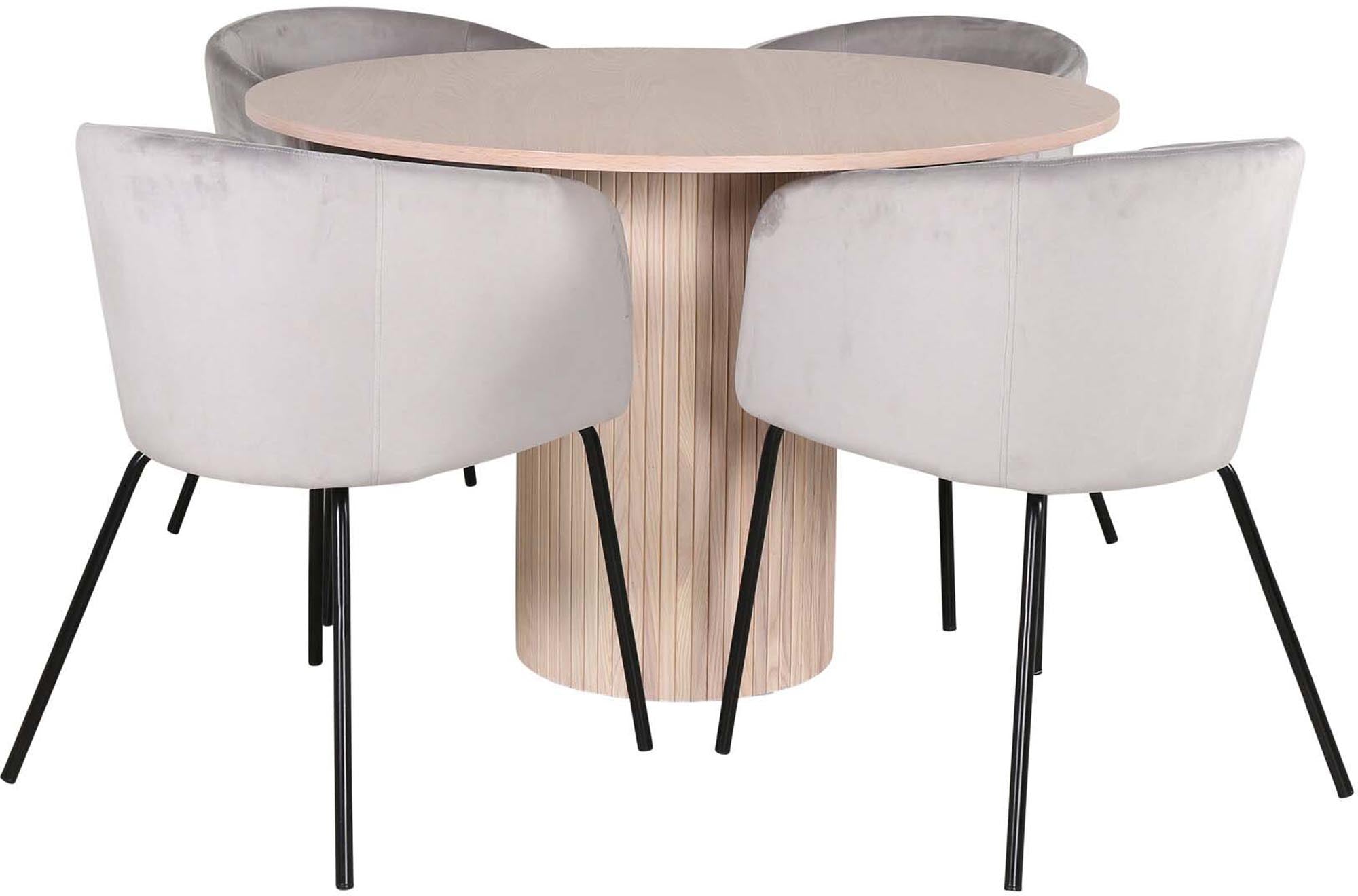 Bianca Esszimmerset + Berit ⌀110cm/4St. in Weiss / Grau präsentiert im Onlineshop von KAQTU Design AG. Esszimmerset ist von Venture Home