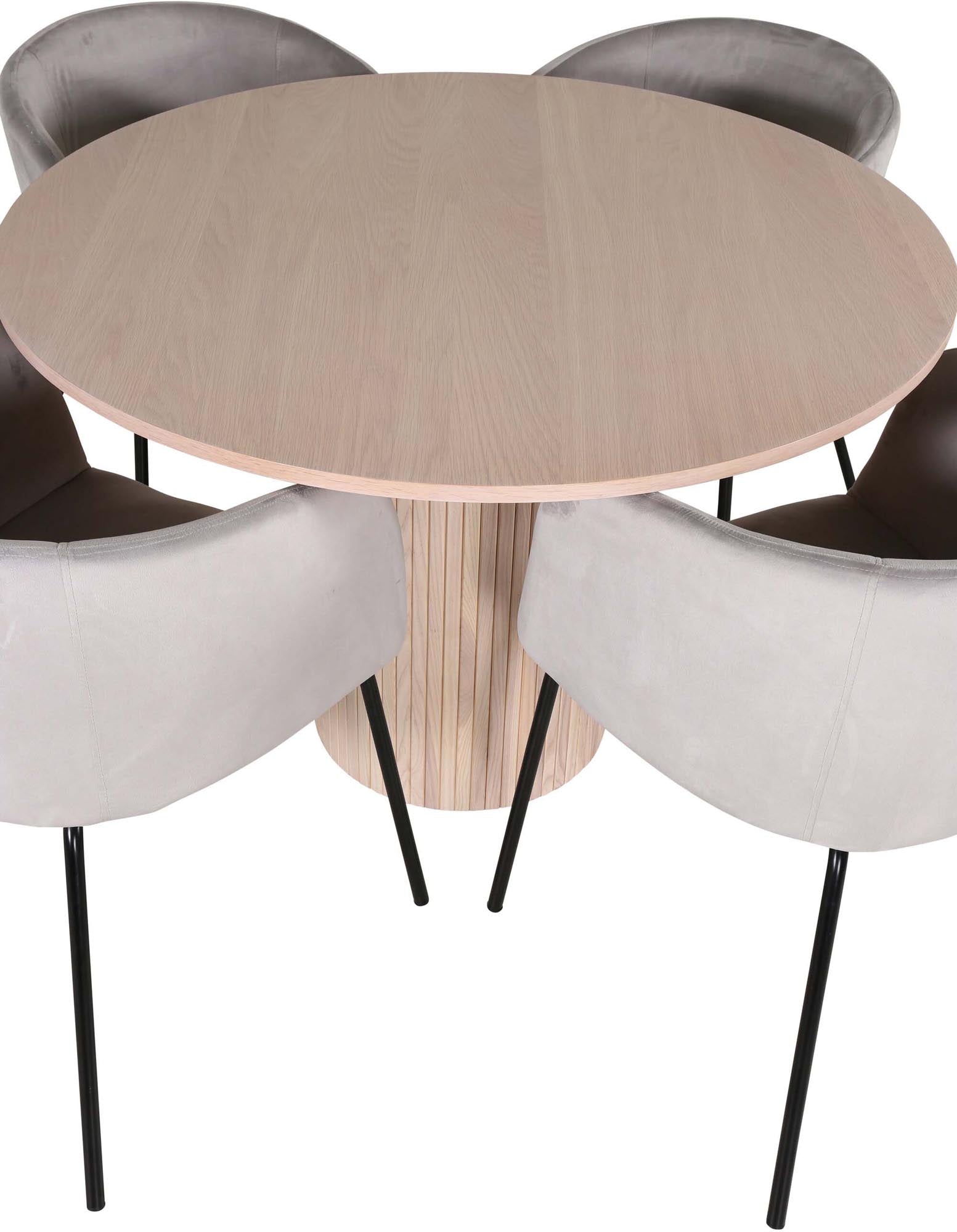 Bianca Esszimmerset + Berit ⌀110cm/4St. in Weiss / Grau präsentiert im Onlineshop von KAQTU Design AG. Esszimmerset ist von Venture Home