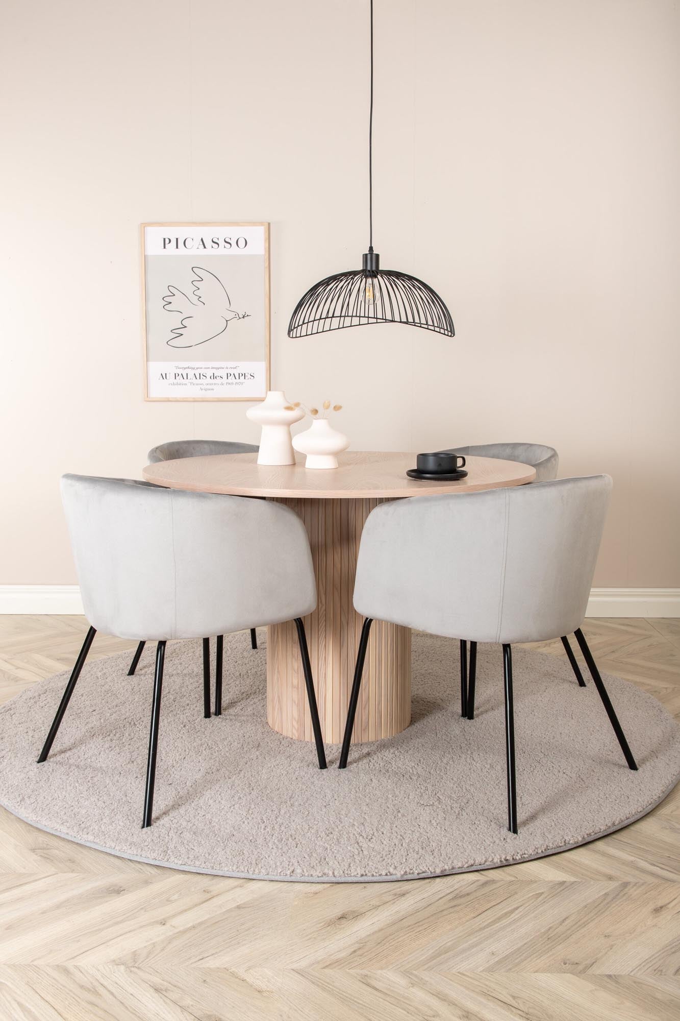 Bianca Esszimmerset + Berit ⌀110cm/4St. in Weiss / Grau präsentiert im Onlineshop von KAQTU Design AG. Esszimmerset ist von Venture Home