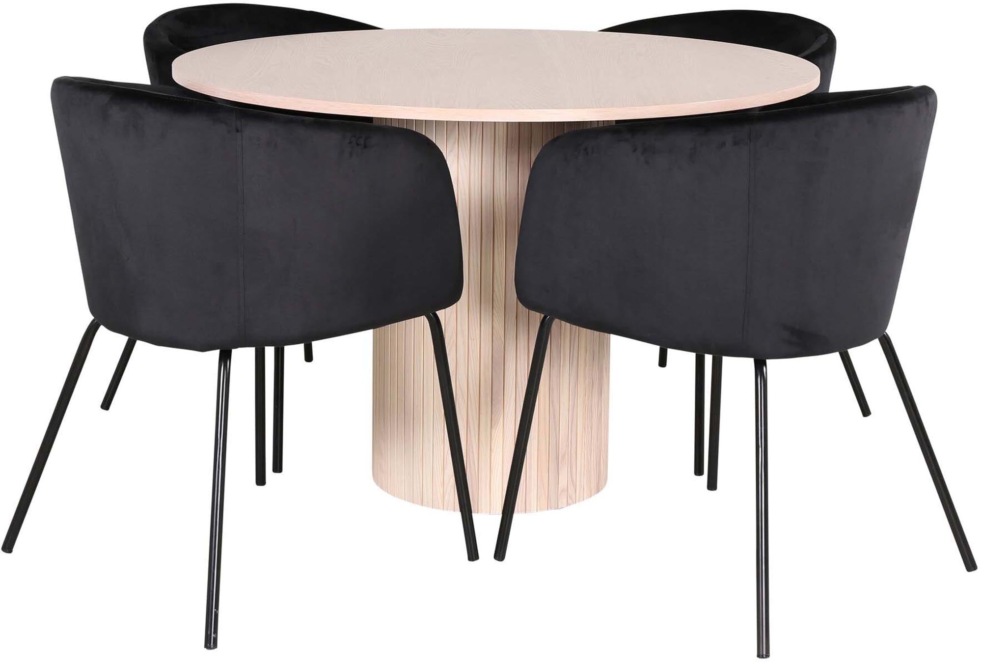 Bianca Esszimmerset + Berit ⌀110cm/4St. in Weiss / Schwarz präsentiert im Onlineshop von KAQTU Design AG. Esszimmerset ist von Venture Home