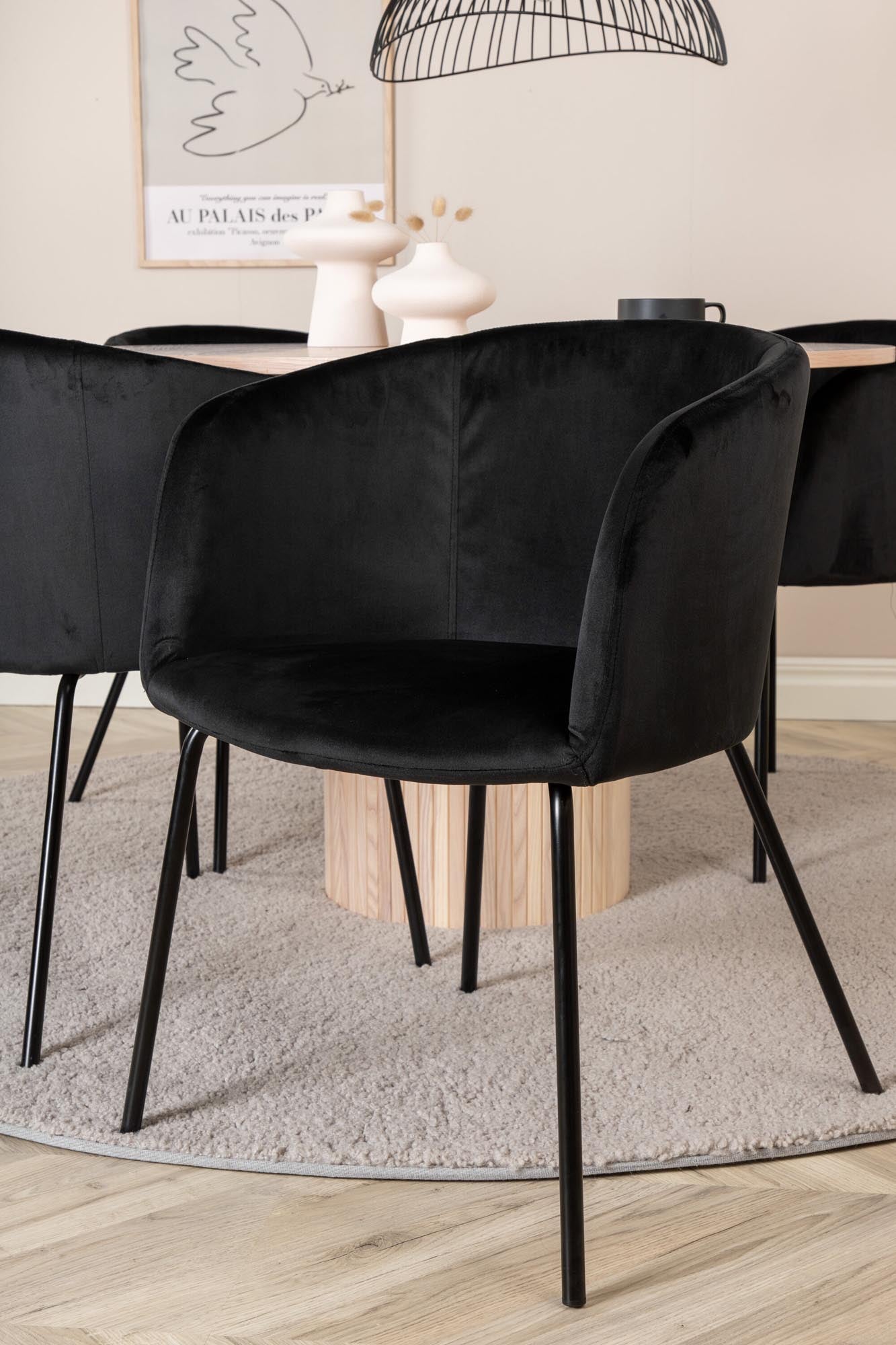 Stilvolles Bianca Esszimmerset: Runder Tisch mit 4 Stühlen, Ø110cm.