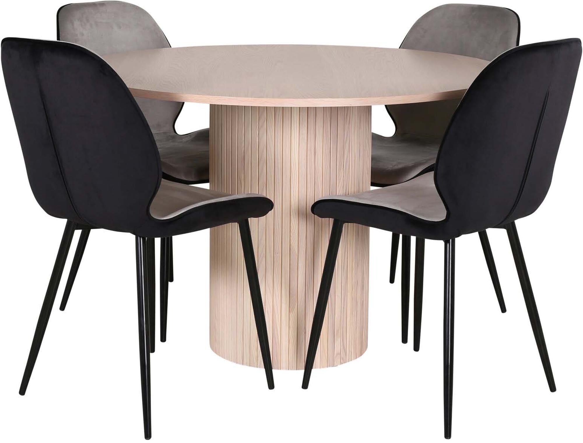 Bianca Esszimmerset + Emma ⌀110cm/4St. in Schwarzgrau präsentiert im Onlineshop von KAQTU Design AG. Esszimmerset ist von Venture Home