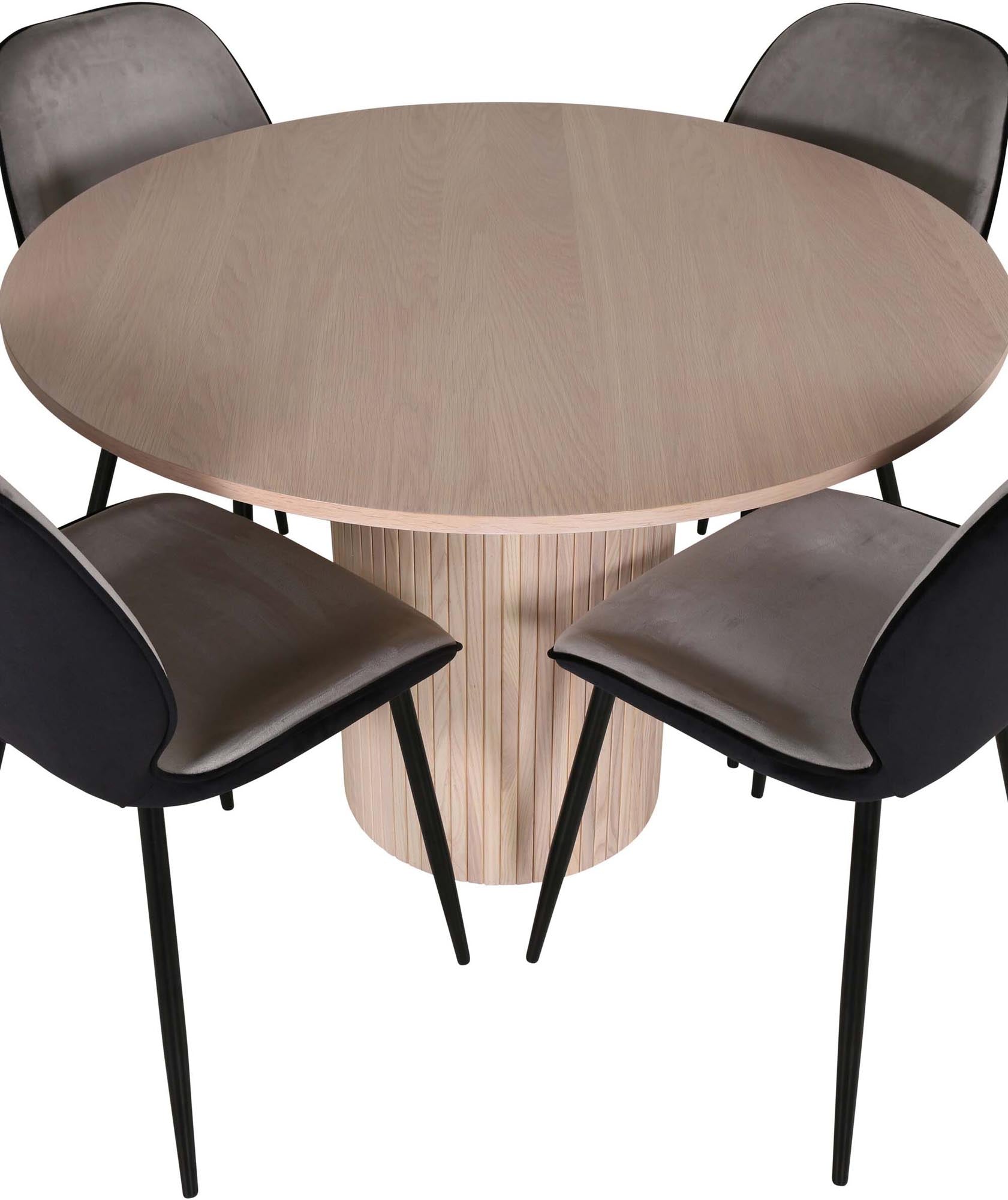 Bianca Esszimmerset + Emma ⌀110cm/4St. in Schwarzgrau präsentiert im Onlineshop von KAQTU Design AG. Esszimmerset ist von Venture Home