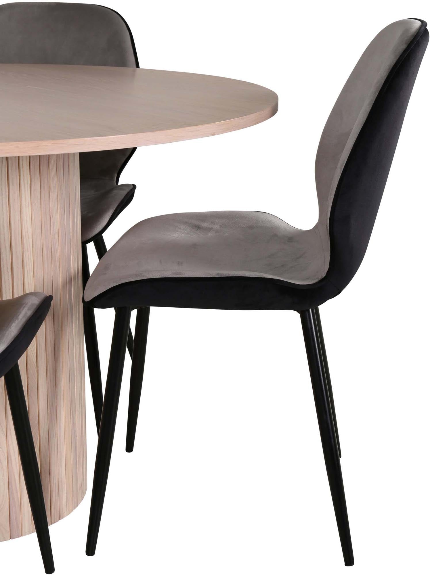 Bianca Esszimmerset + Emma: Eleganter runder Tisch und stilvolle Stühle für gesellige Momente. Hochwertige Materialien und zeitloses Design vereinen Stil und Komfort.