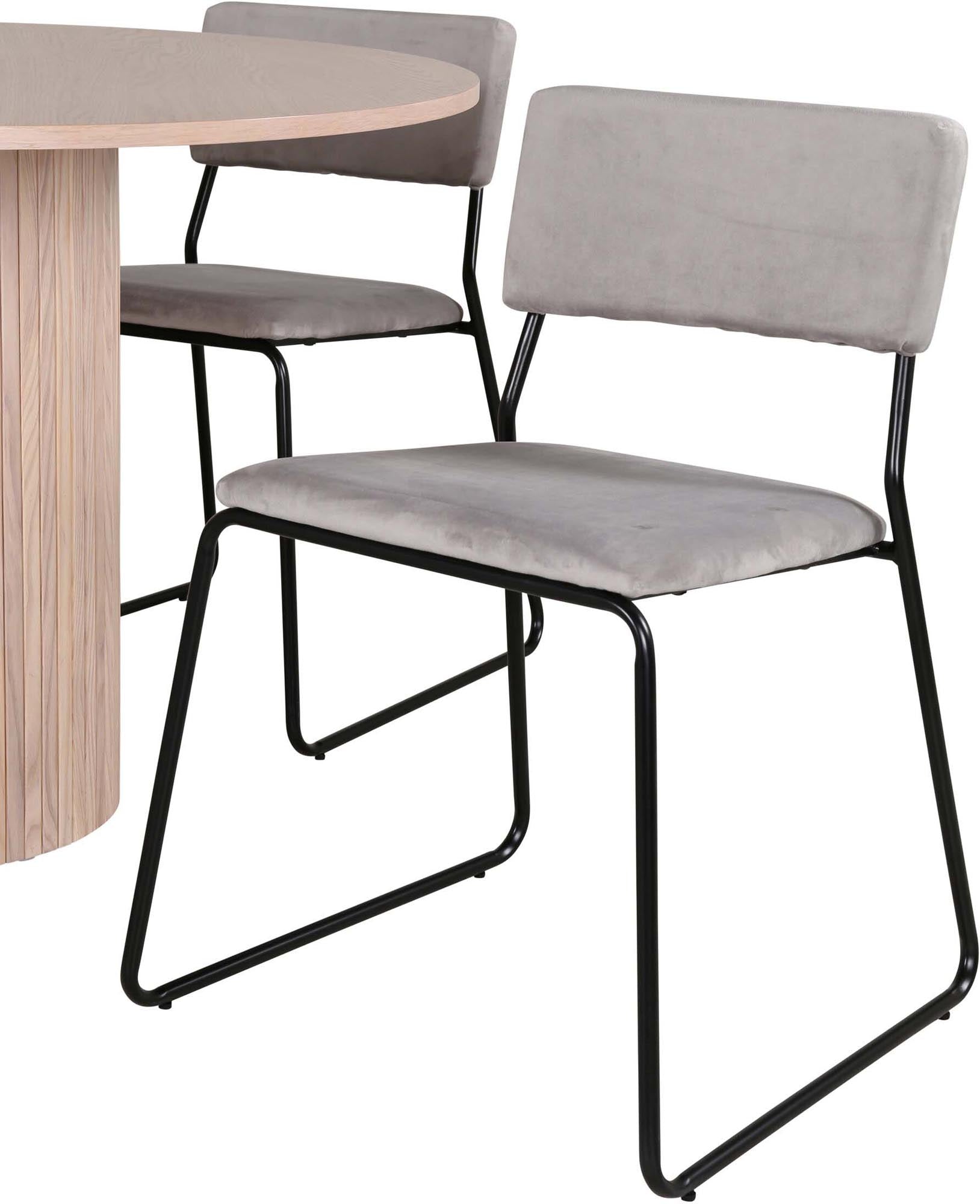 Bianca Esszimmerset + Kenth: Elegantes Set mit schwarzem Tisch und Samtstühlen für stilvolle Esszimmermomente. Ideal für gesellige Abende.