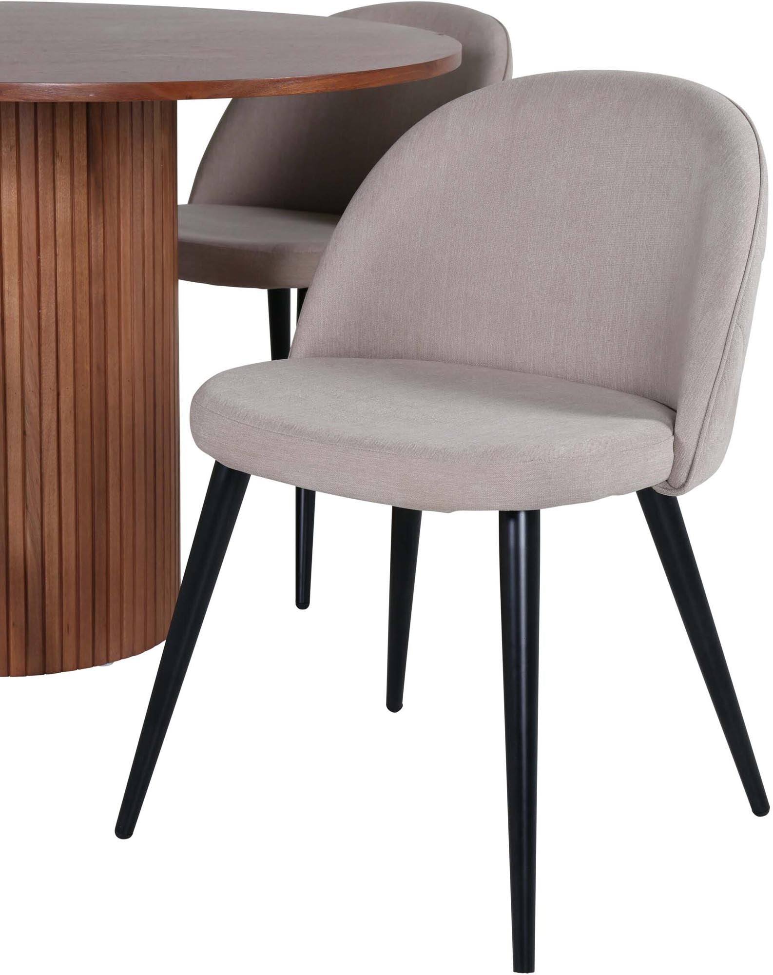 Bianca Esszimmerset + Velvet ⌀110cm/4St. in Wallnuss / Beige Velvet präsentiert im Onlineshop von KAQTU Design AG. Esszimmerset ist von Venture Home