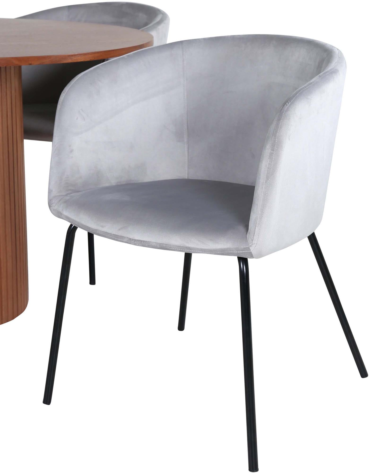 Bianca Esszimmerset + Berit ⌀110cm/4St. in Walnuss / Grau präsentiert im Onlineshop von KAQTU Design AG. Esszimmerset ist von Venture Home