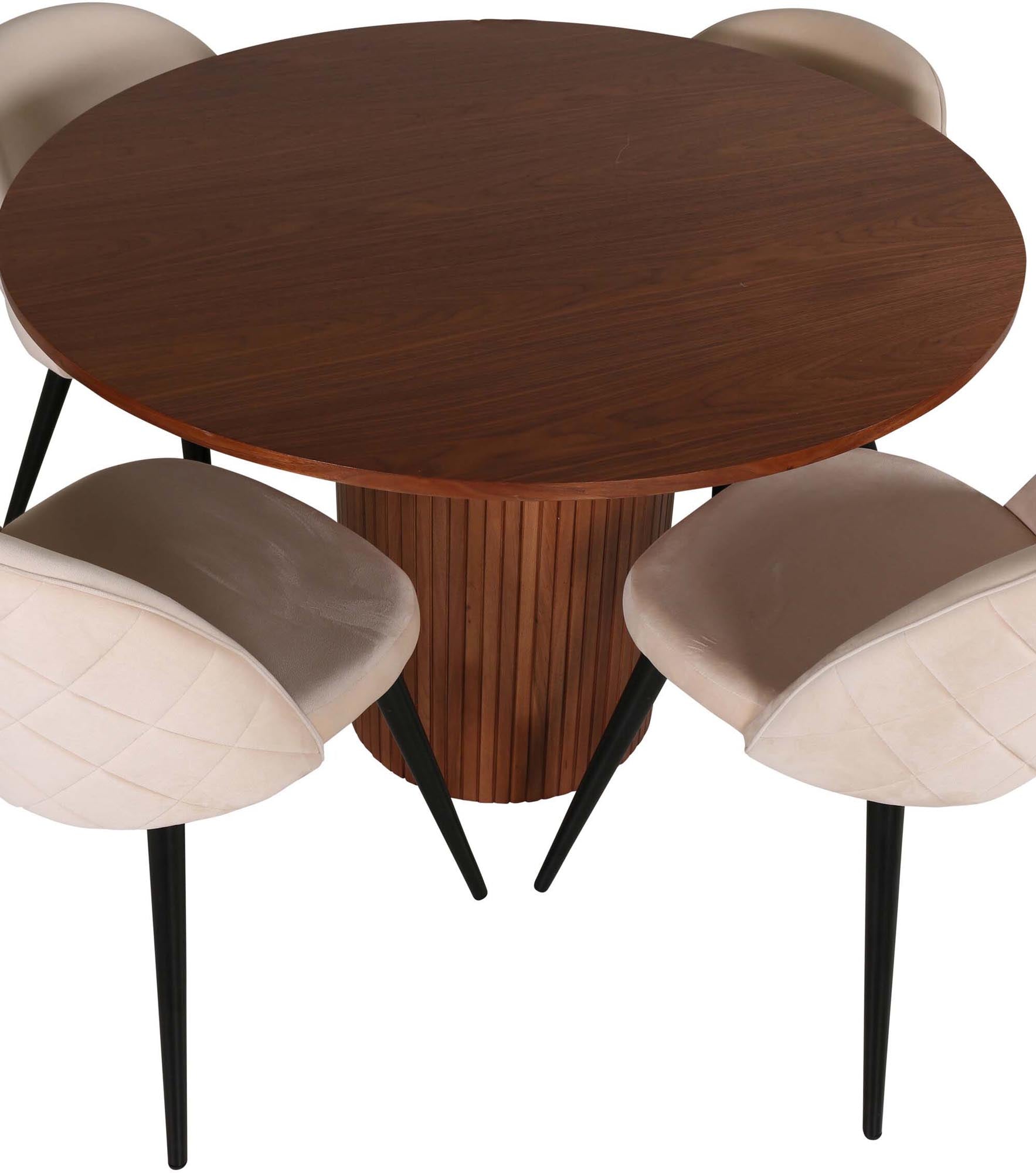 Bianca Esszimmerset + Velvet ⌀110cm/4St. in Wallnuss / Beige präsentiert im Onlineshop von KAQTU Design AG. Esszimmerset ist von Venture Home