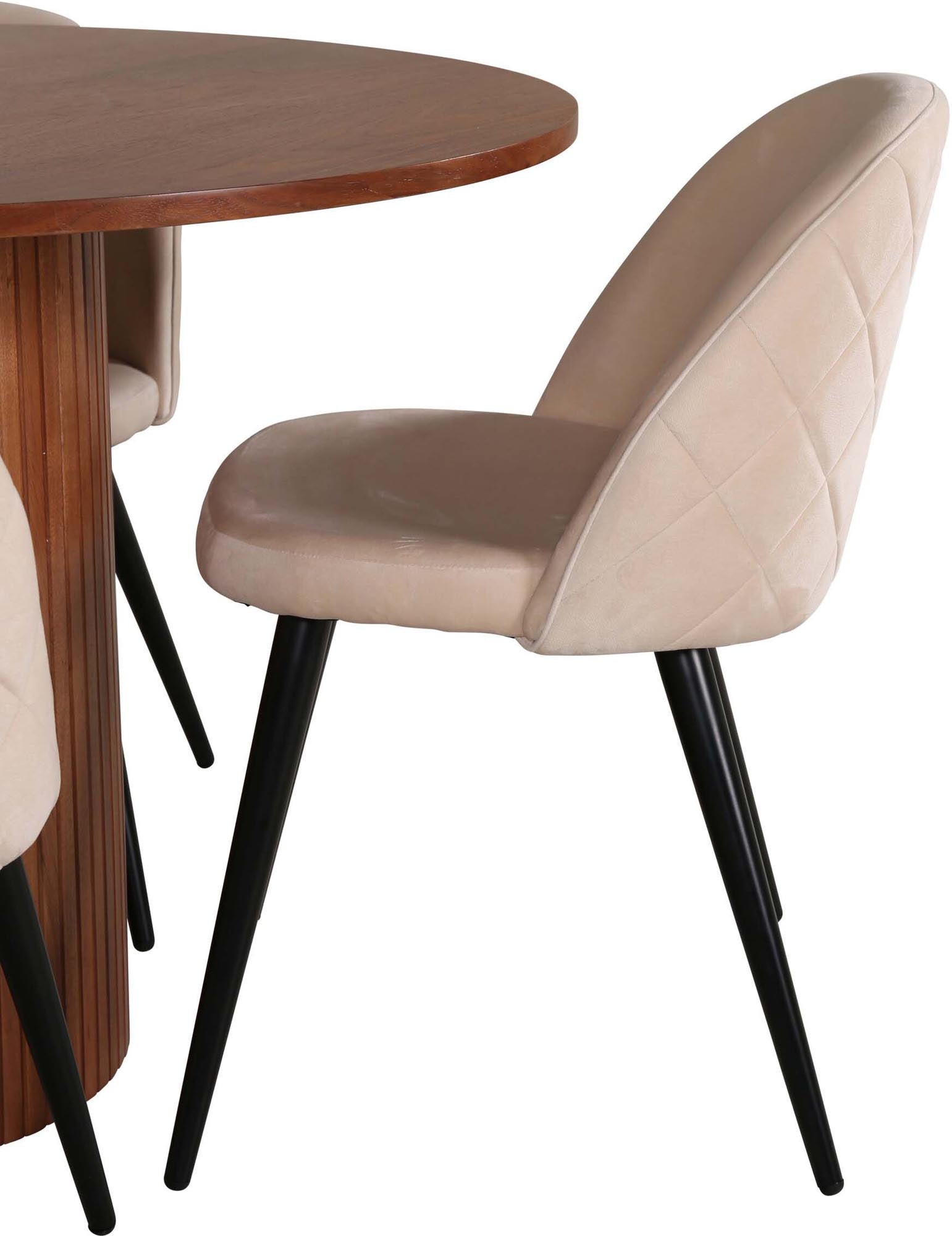 Bianca Esszimmerset + Velvet ⌀110cm/4St. in Wallnuss / Beige präsentiert im Onlineshop von KAQTU Design AG. Esszimmerset ist von Venture Home