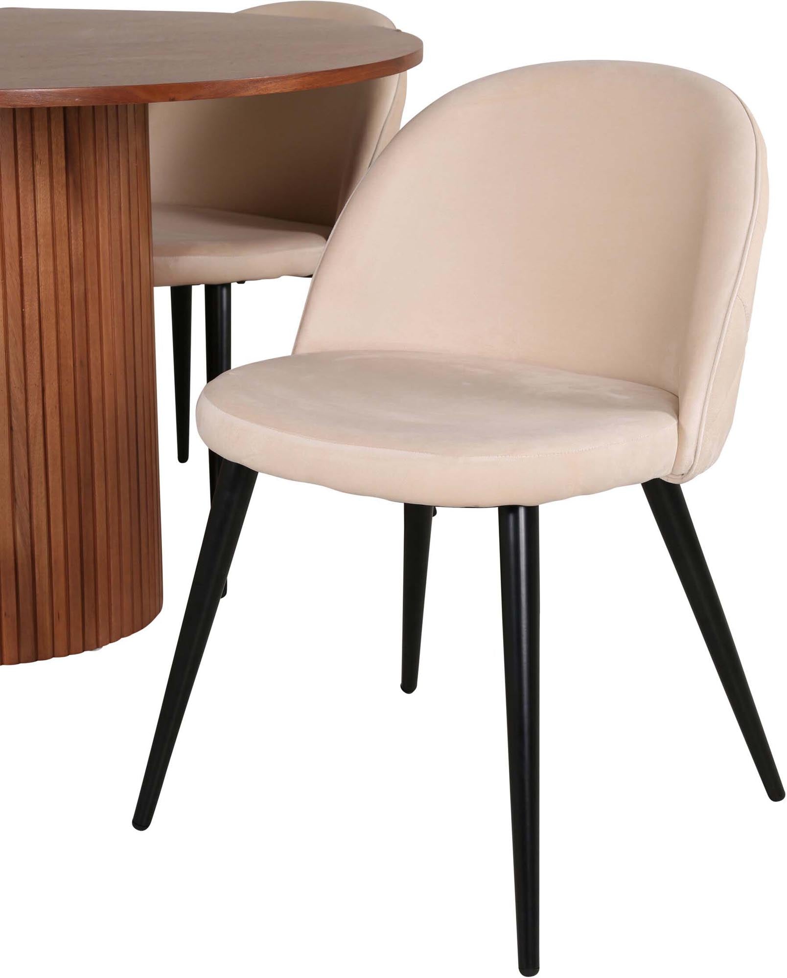 Bianca Esszimmerset + Velvet ⌀110cm/4St. in Wallnuss / Beige präsentiert im Onlineshop von KAQTU Design AG. Esszimmerset ist von Venture Home