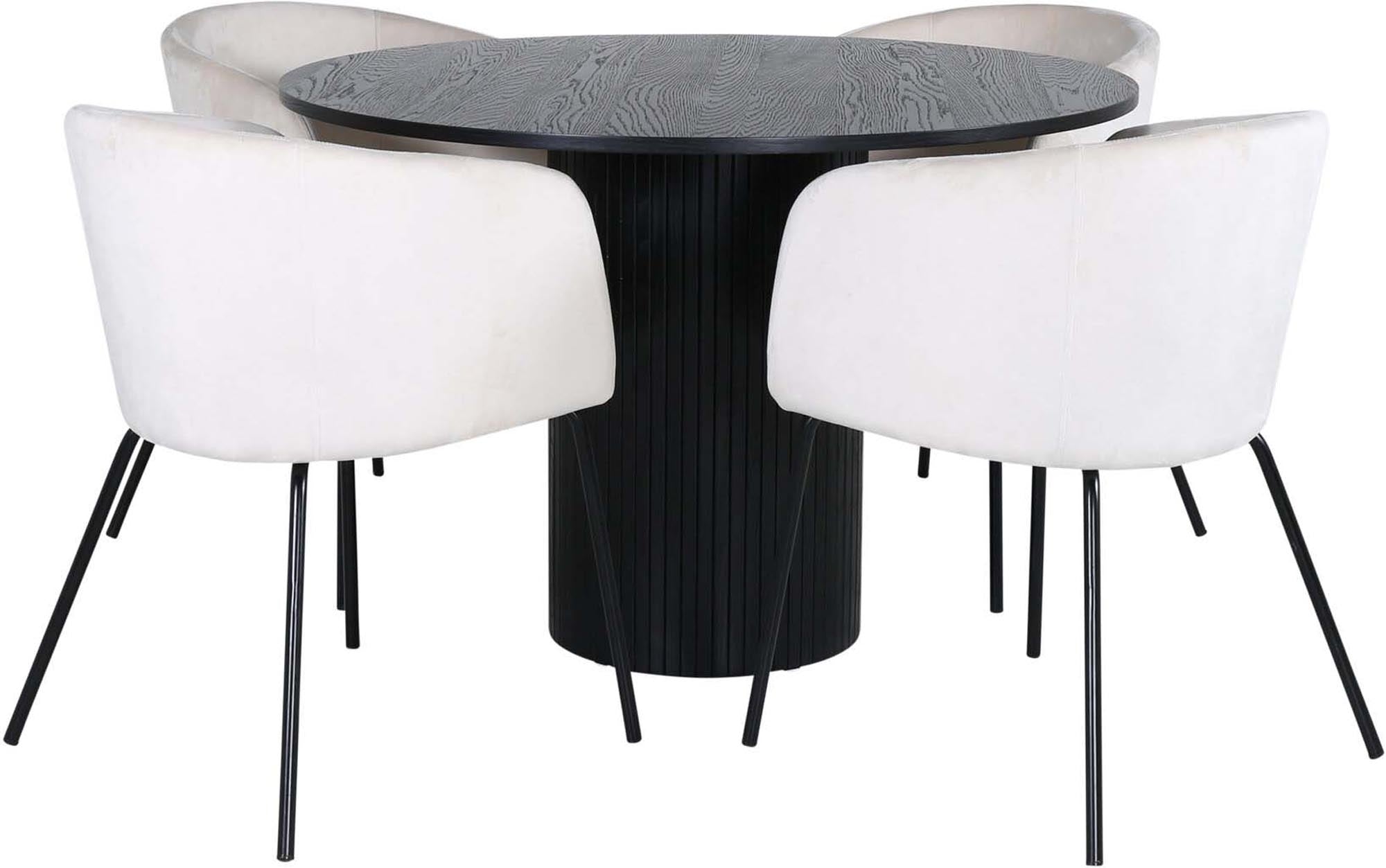 Bianca Esszimmerset + Berit ⌀110cm/4St. in Schwarz / Beige präsentiert im Onlineshop von KAQTU Design AG. Esszimmerset ist von Venture Home