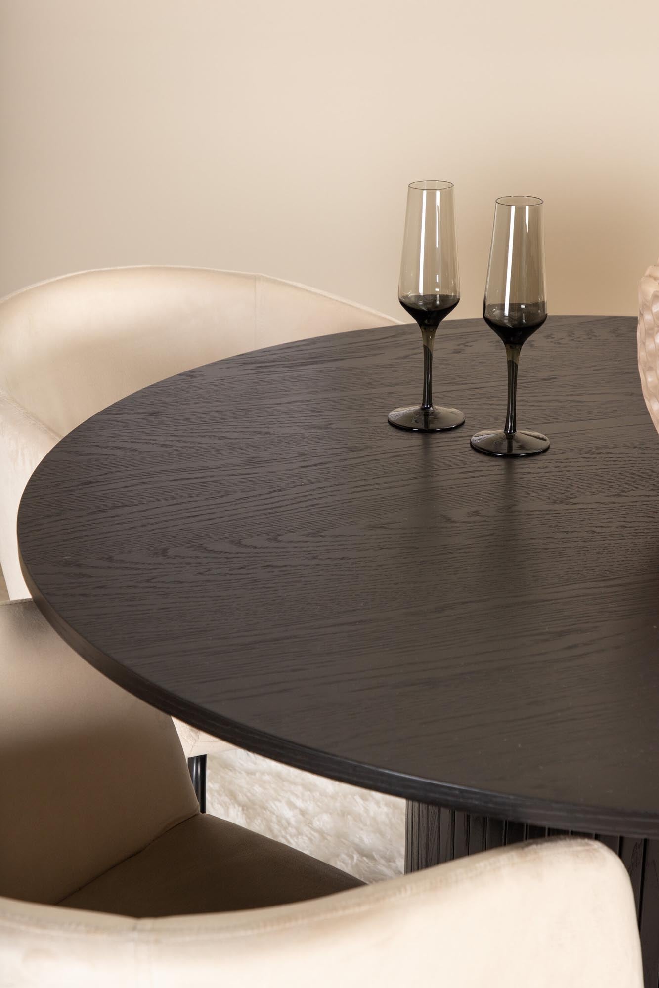 Bianca Esszimmerset + Berit ⌀110cm/4St. in Schwarz / Beige präsentiert im Onlineshop von KAQTU Design AG. Esszimmerset ist von Venture Home