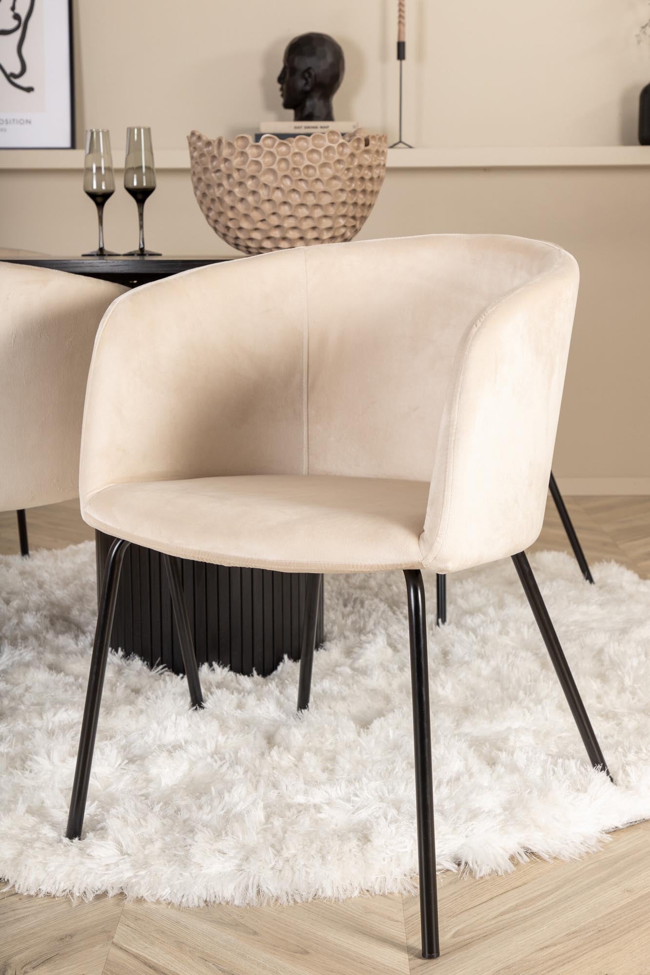 Bianca Esszimmerset + Berit ⌀110cm/4St. in Schwarz / Beige präsentiert im Onlineshop von KAQTU Design AG. Esszimmerset ist von Venture Home