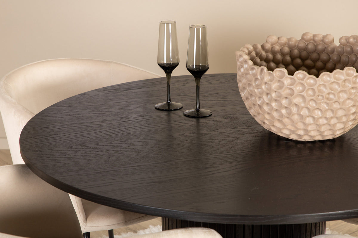 Bianca Esszimmerset + Berit ⌀110cm/4St. in Schwarz / Beige präsentiert im Onlineshop von KAQTU Design AG. Esszimmerset ist von Venture Home